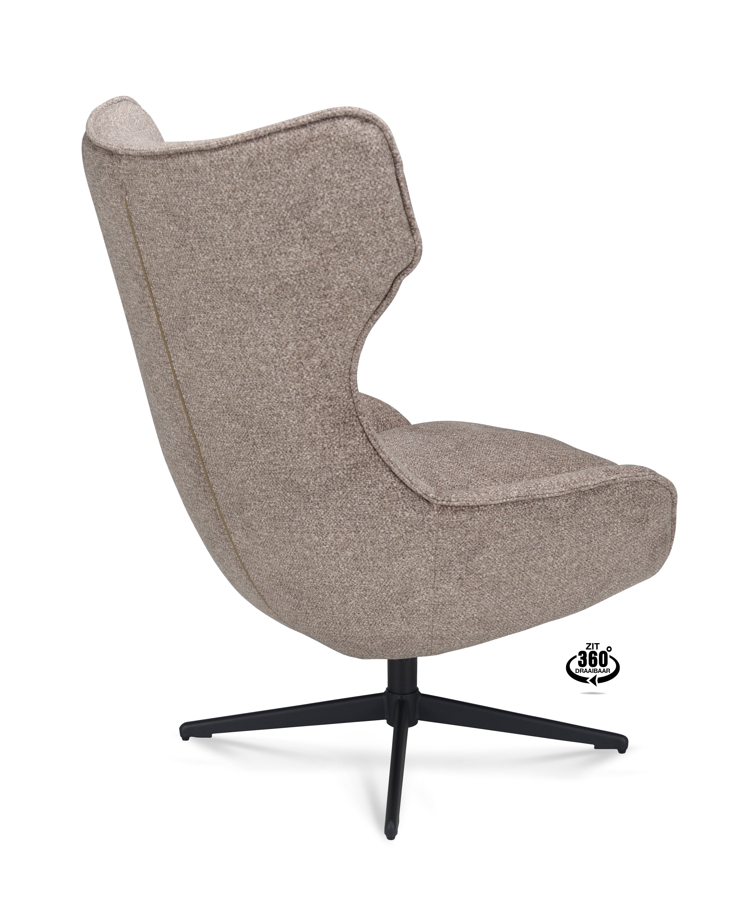Fauteuil Ontario Stof Leo 26 Sand Poot Zwart 360° Draaibaar