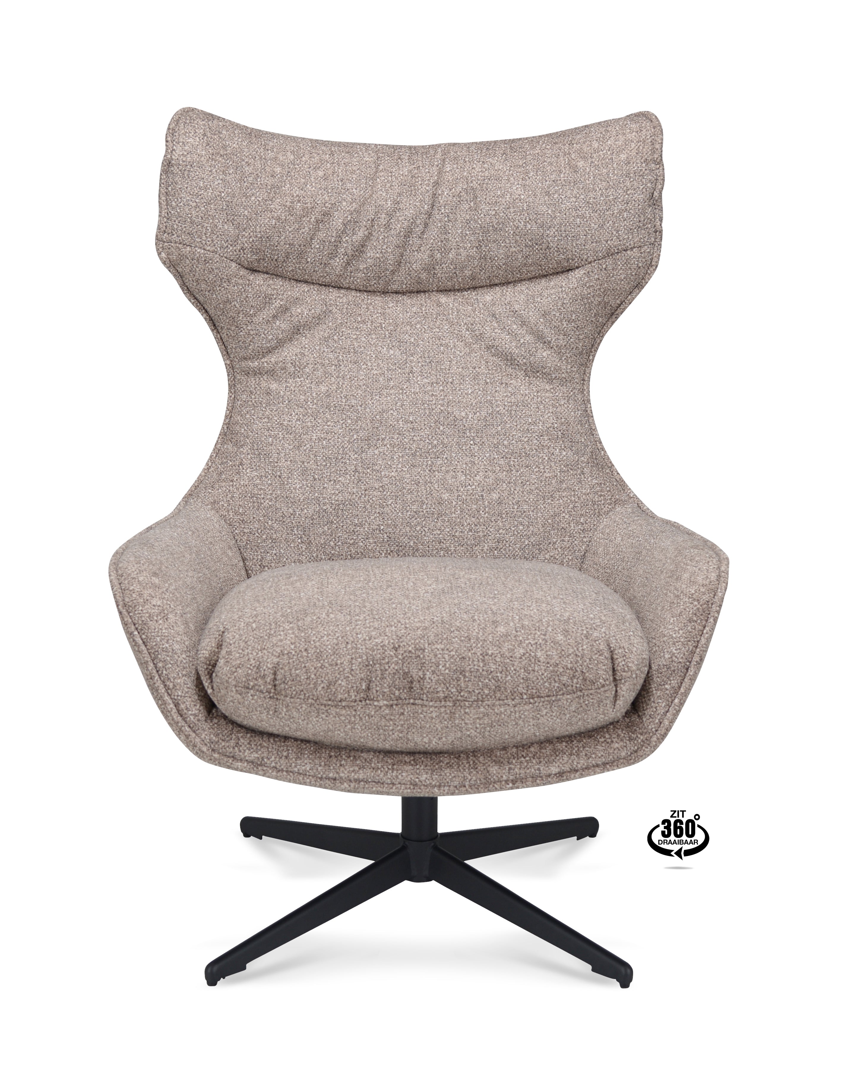 Fauteuil Ontario Stof Leo 26 Sand Poot Zwart 360° Draaibaar