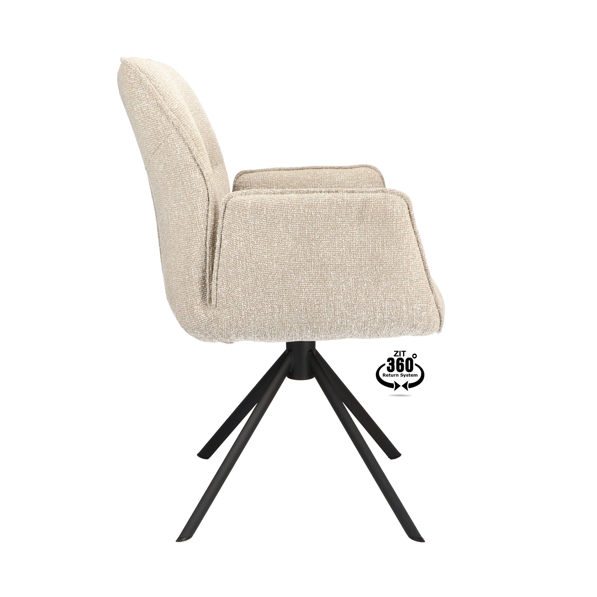 Armstoel Onyx Stof Lodge Beige Leg Black 360° Return-system