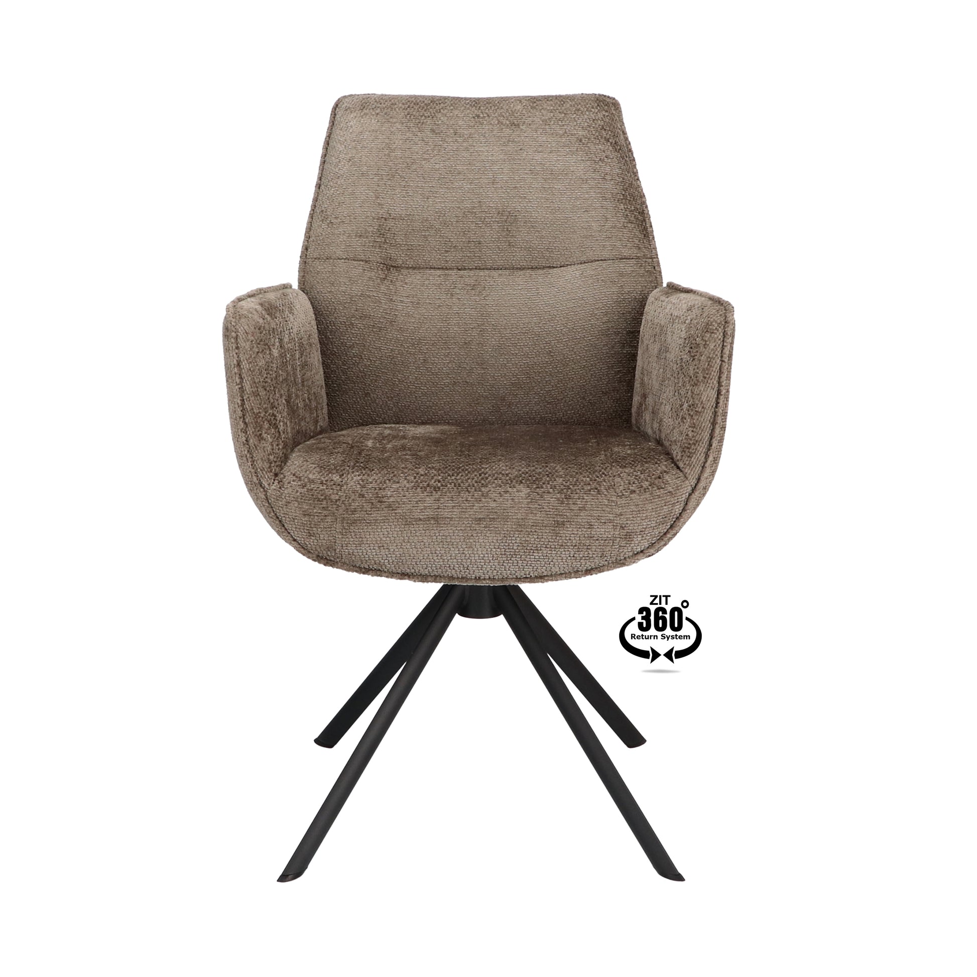 Armstoel Onyx Stof Movie Taupe Leg Black 360° Return-system
