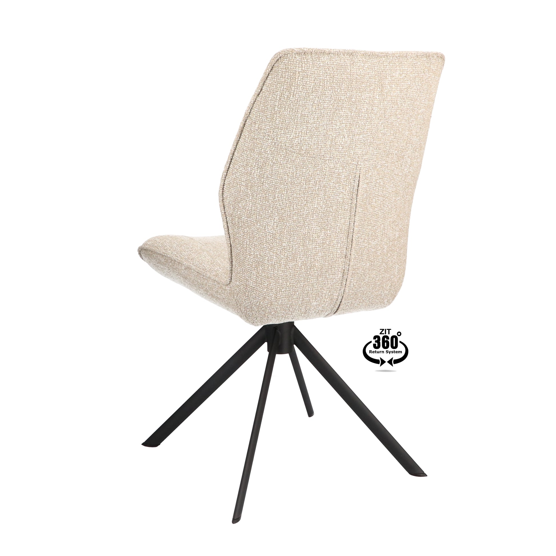 Eetkamerstoel Onyx Stof Movie Taupe Leg Black 360° Return-system