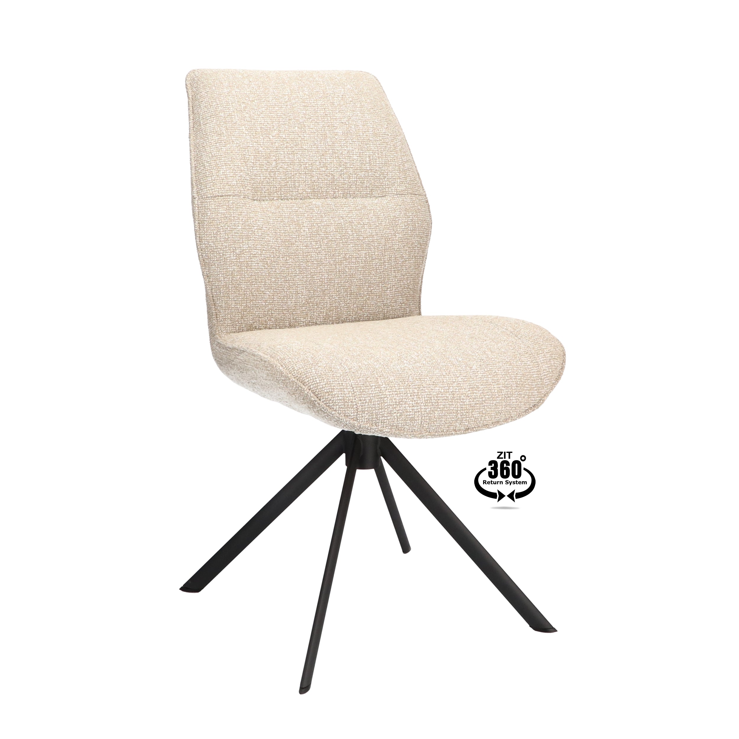 Eetkamerstoel Onyx Stof Lodge Beige Leg Black 360° Return-system
