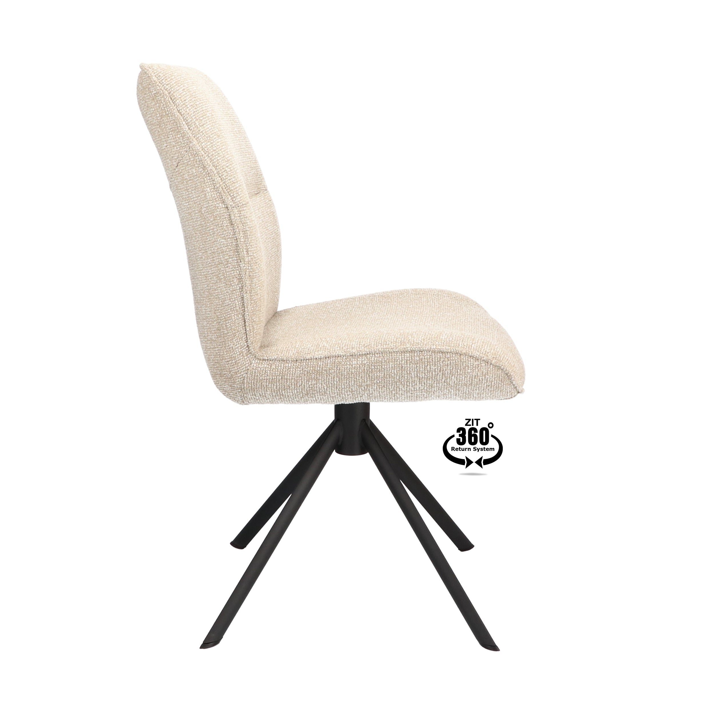 Eetkamerstoel Onyx Stof Lodge Linen Leg Black 360° Return-system