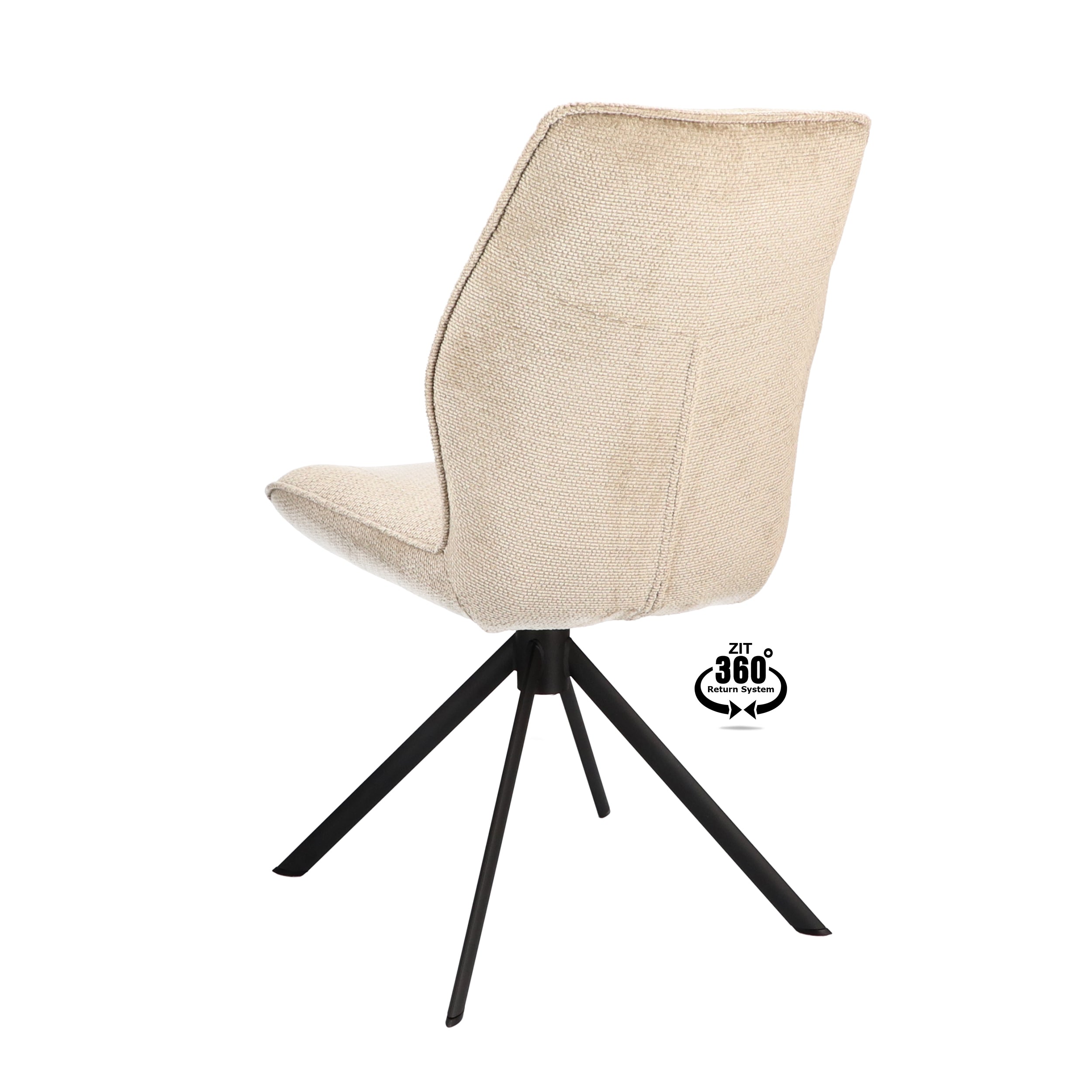 Eetkamerstoel Onyx Stof Lodge Beige Leg Black 360° Return-system