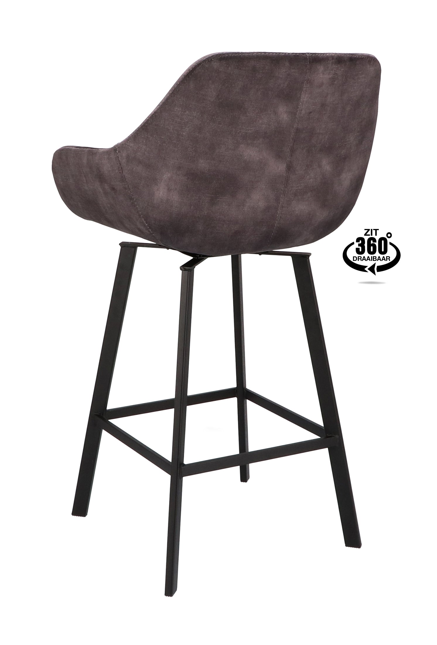 Barkruk met armleuning Royal - ZH 65 Stof Adore Cognac Leg Black