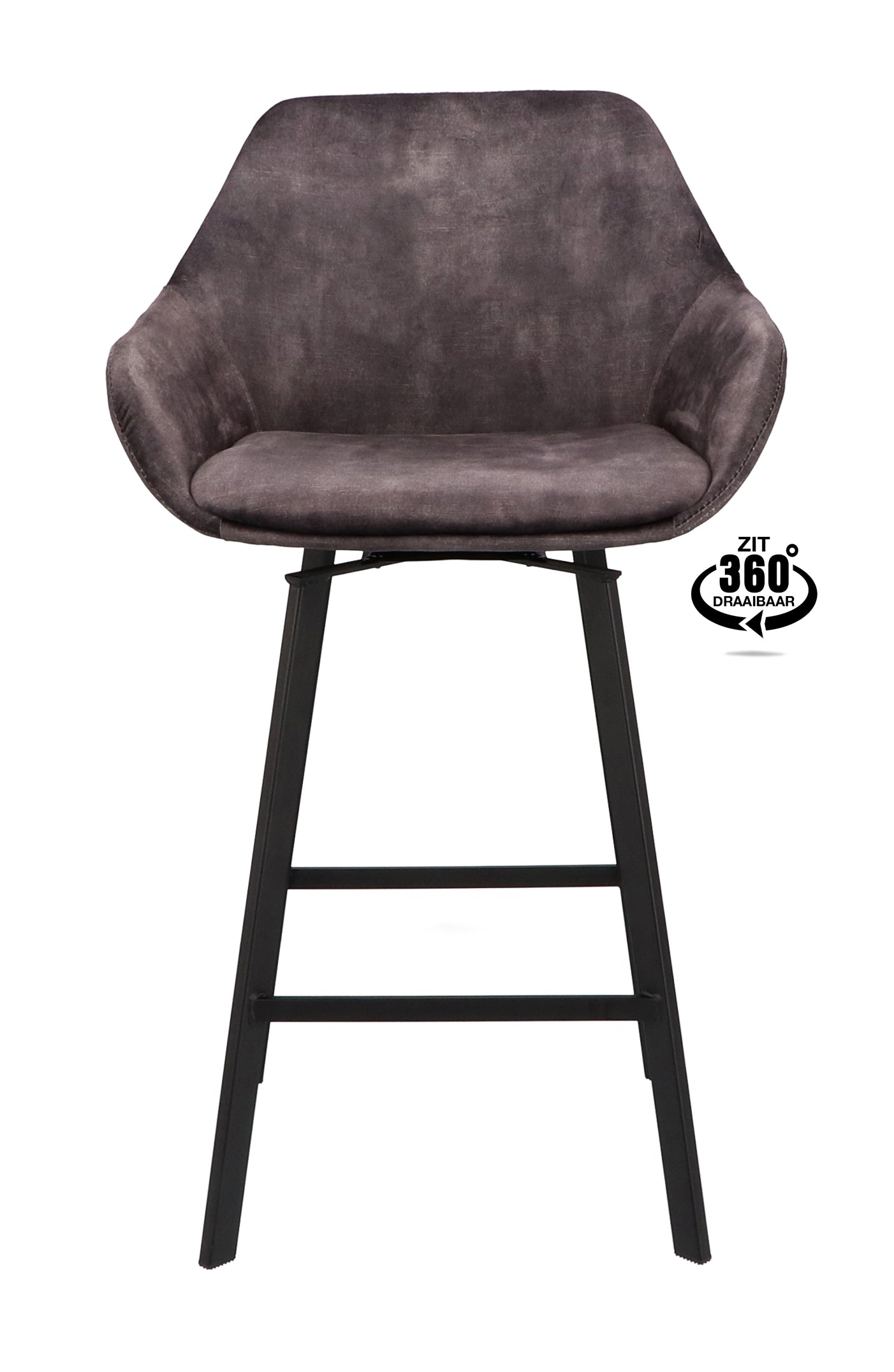 Barkruk met armleuning Royal - ZH 65 Stof Adore Cognac Leg Black