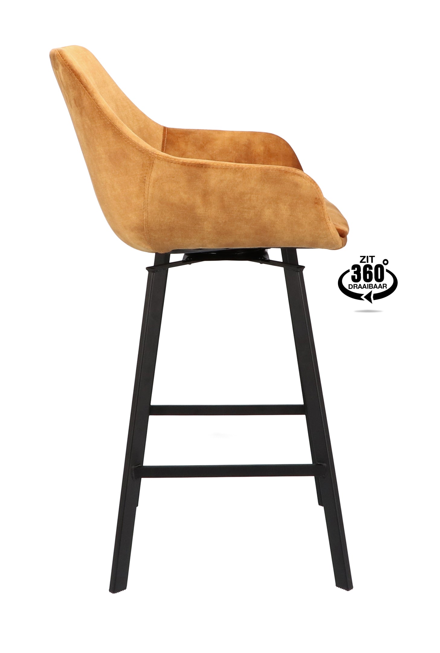 Barkruk met armleuning Royal - ZH 65 Stof Adore Anthracite Leg Black