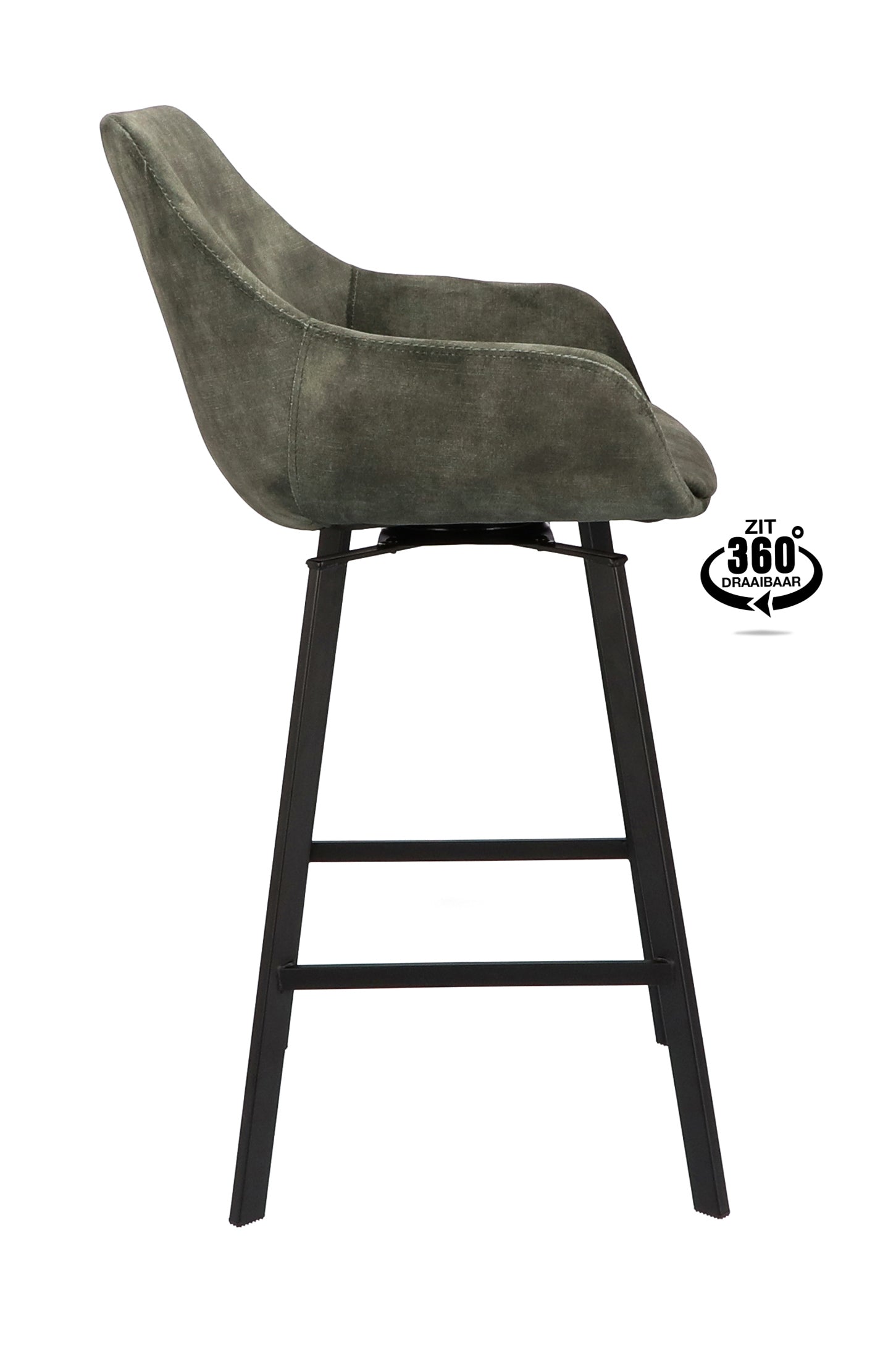 Barkruk met armleuning Royal - ZH 65 Stof Oasis Shell Leg Black
