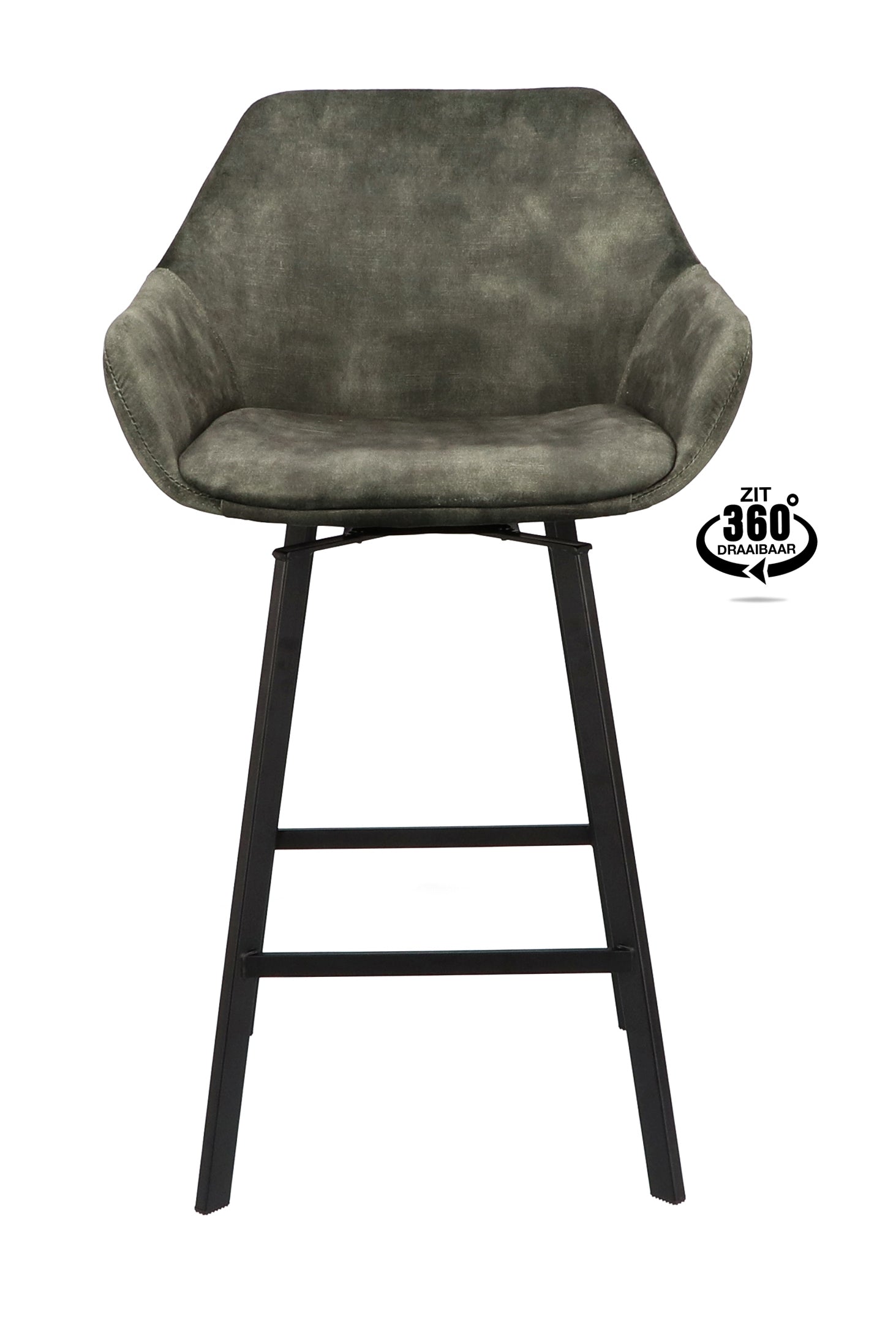 Barkruk met armleuning Royal - ZH 65 Stof Adore Cognac Leg Black