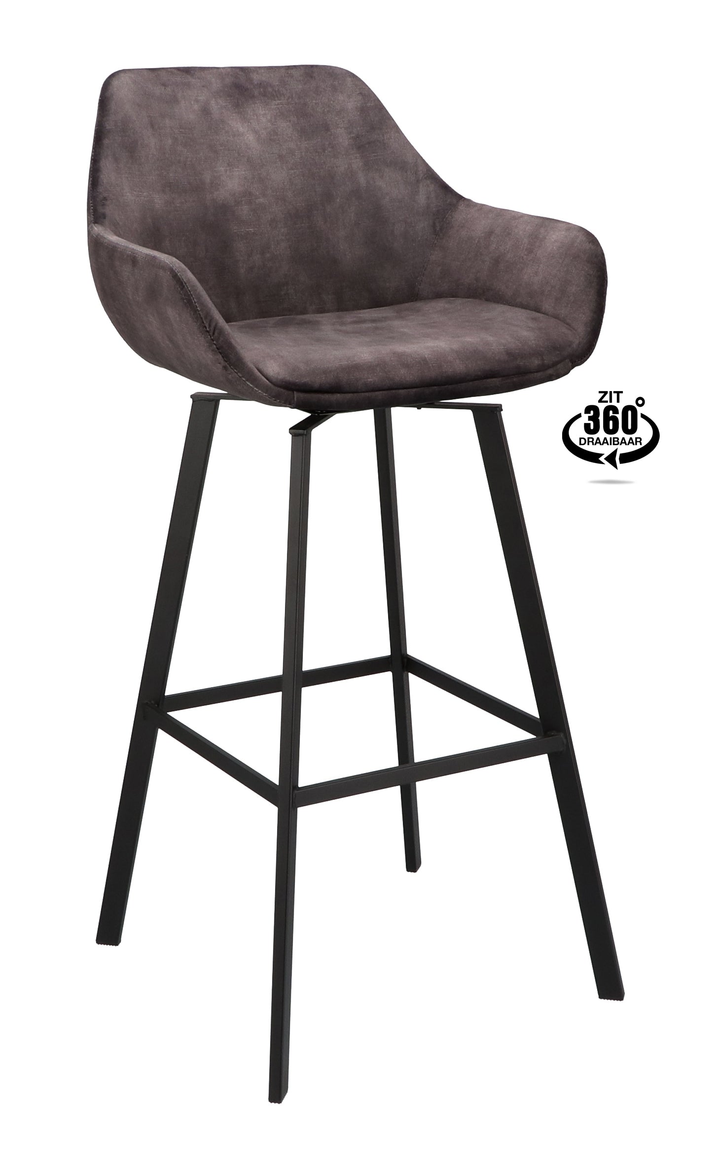 Barkruk met armleuning Royal - ZH 80 Stof Adore Cognac Leg Black