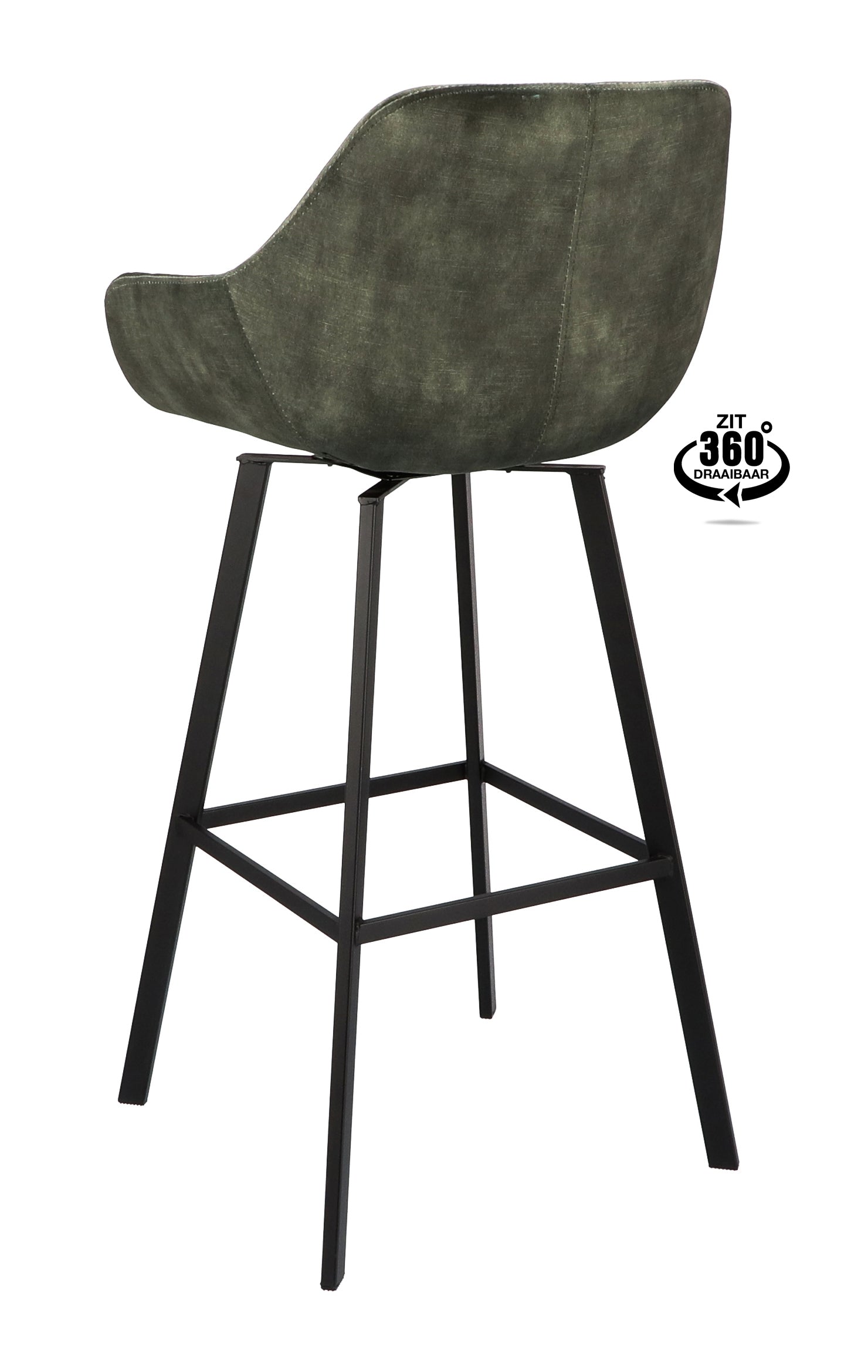 Barkruk met armleuning Royal - ZH 80 Stof Adore Cognac Leg Black