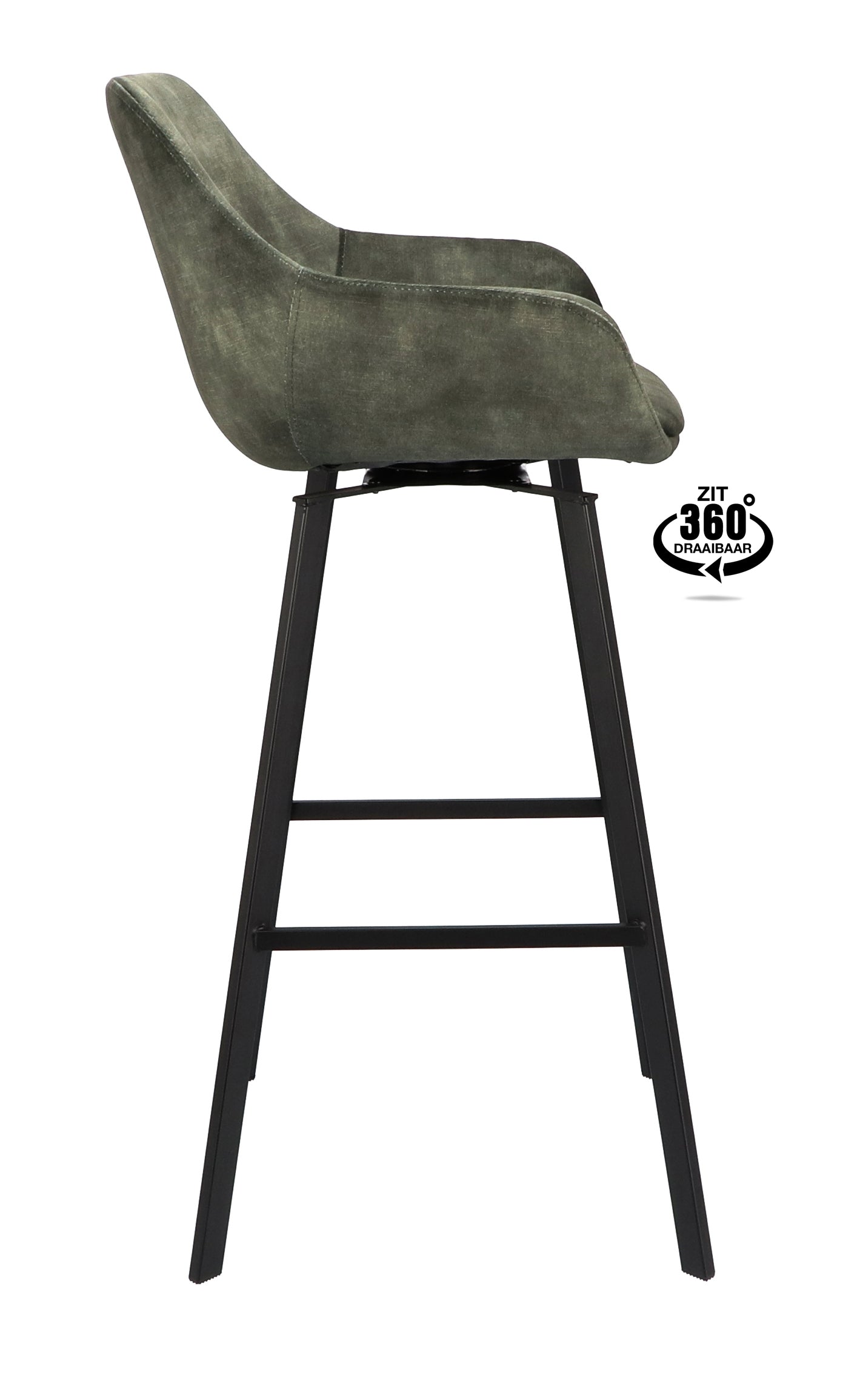 Barkruk met armleuning Royal - ZH 80 Stof Oasis Shell Leg Black