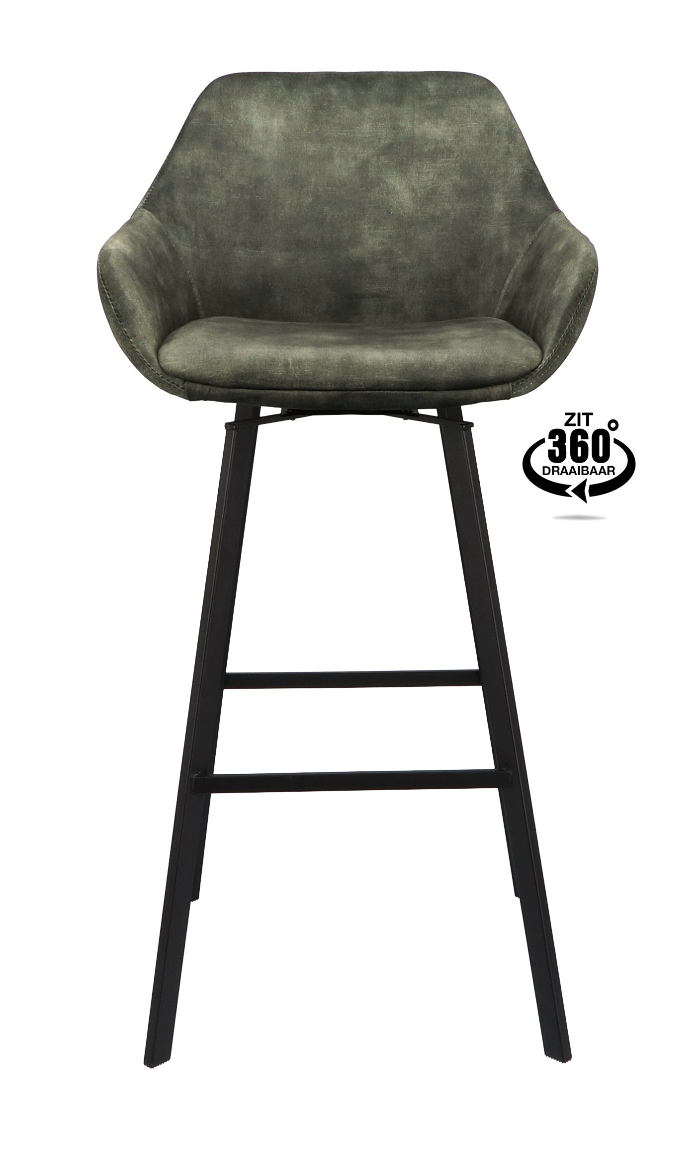 Barkruk met armleuning Royal - ZH 80 Stof Adore Cognac Leg Black