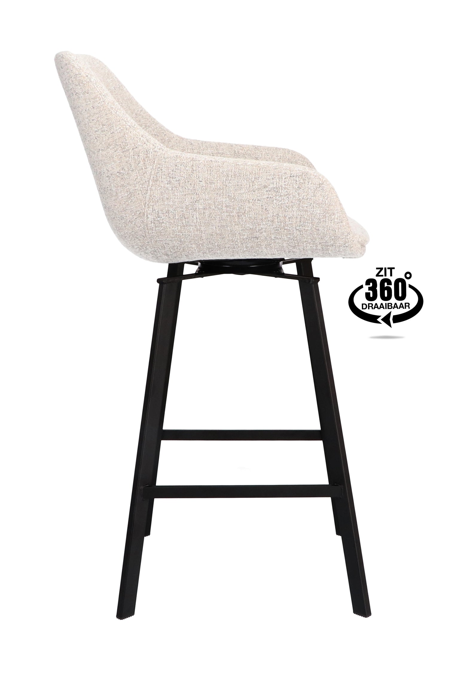 Barkruk met armleuning Royal - ZH 65 Stof Adore Anthracite Leg Black