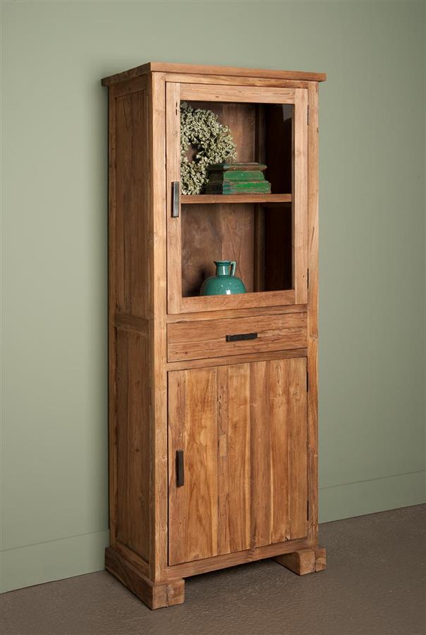 Vitrinekast – Lorenzo – Bruin – 75 x 190 cm – Tower Living