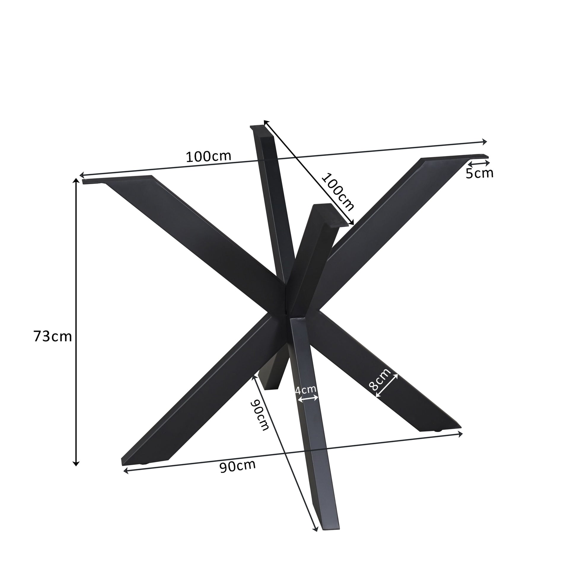 Matrixpoot Rond Zwart afmetingen onderstel 100x100x73 cm