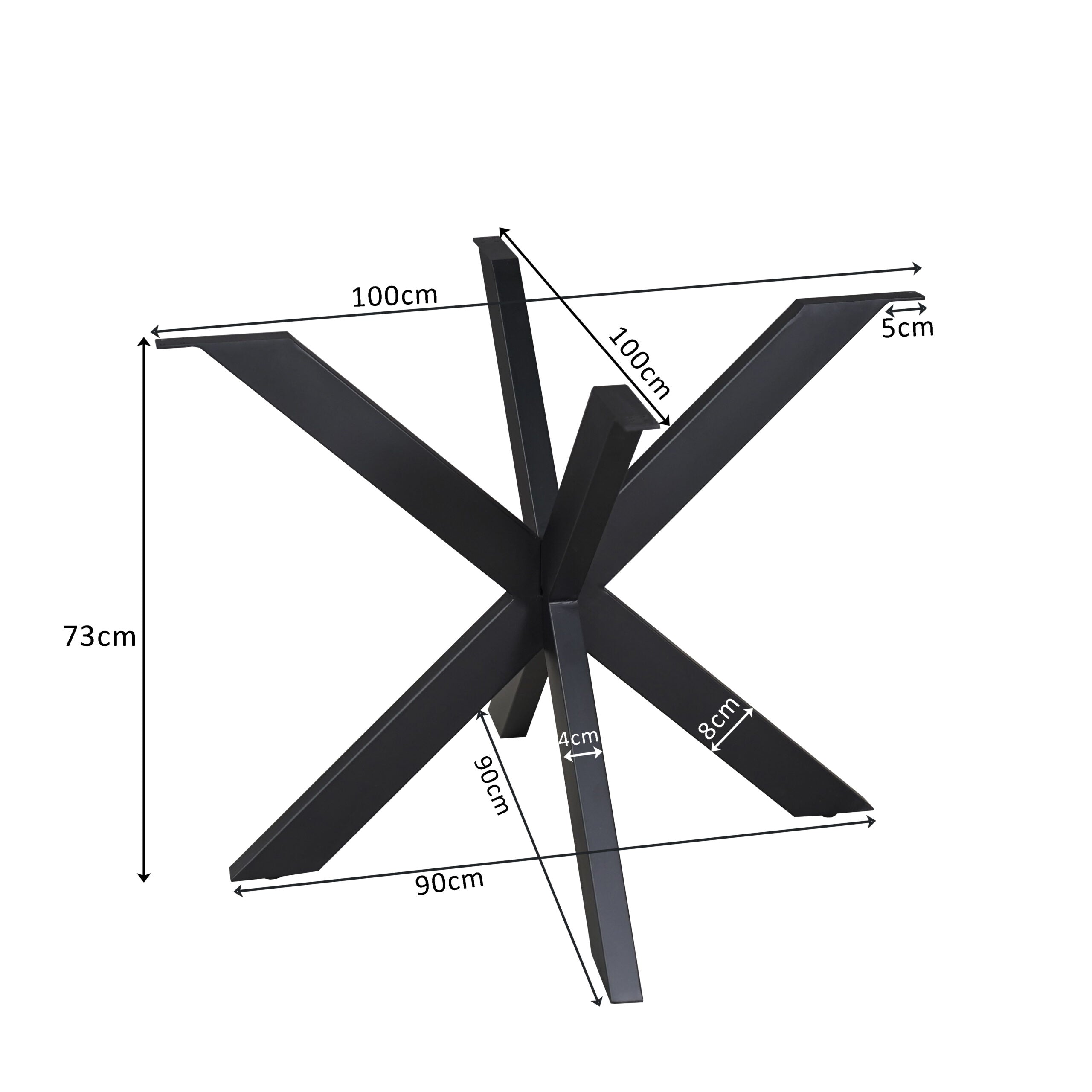 Matrixpoot Rond Zwart afmetingen onderstel 100x100x73 cm