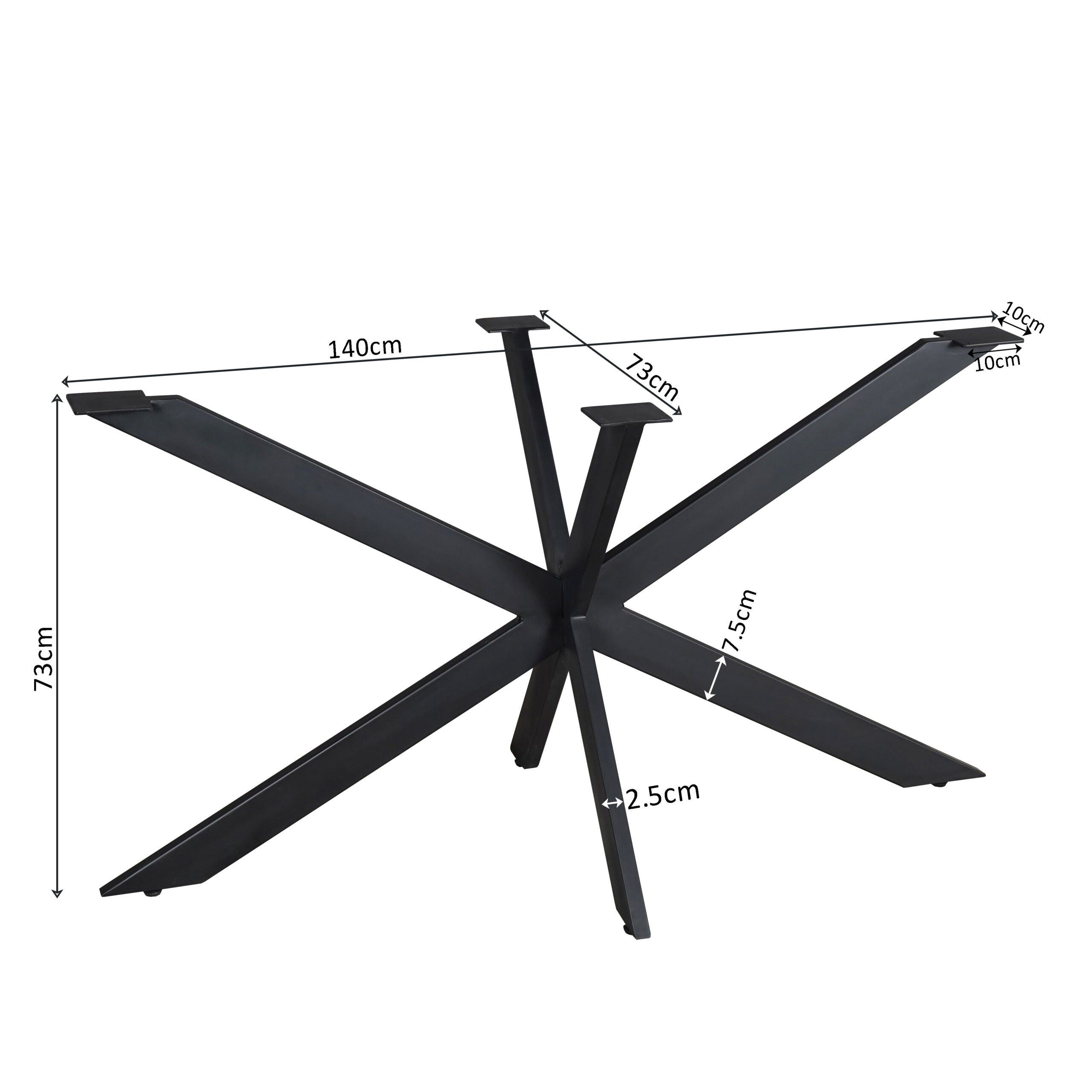 Matrixpoot Zwart Ovaal/Rechthoek 140 cm Koker 2,5x7,5 cm
