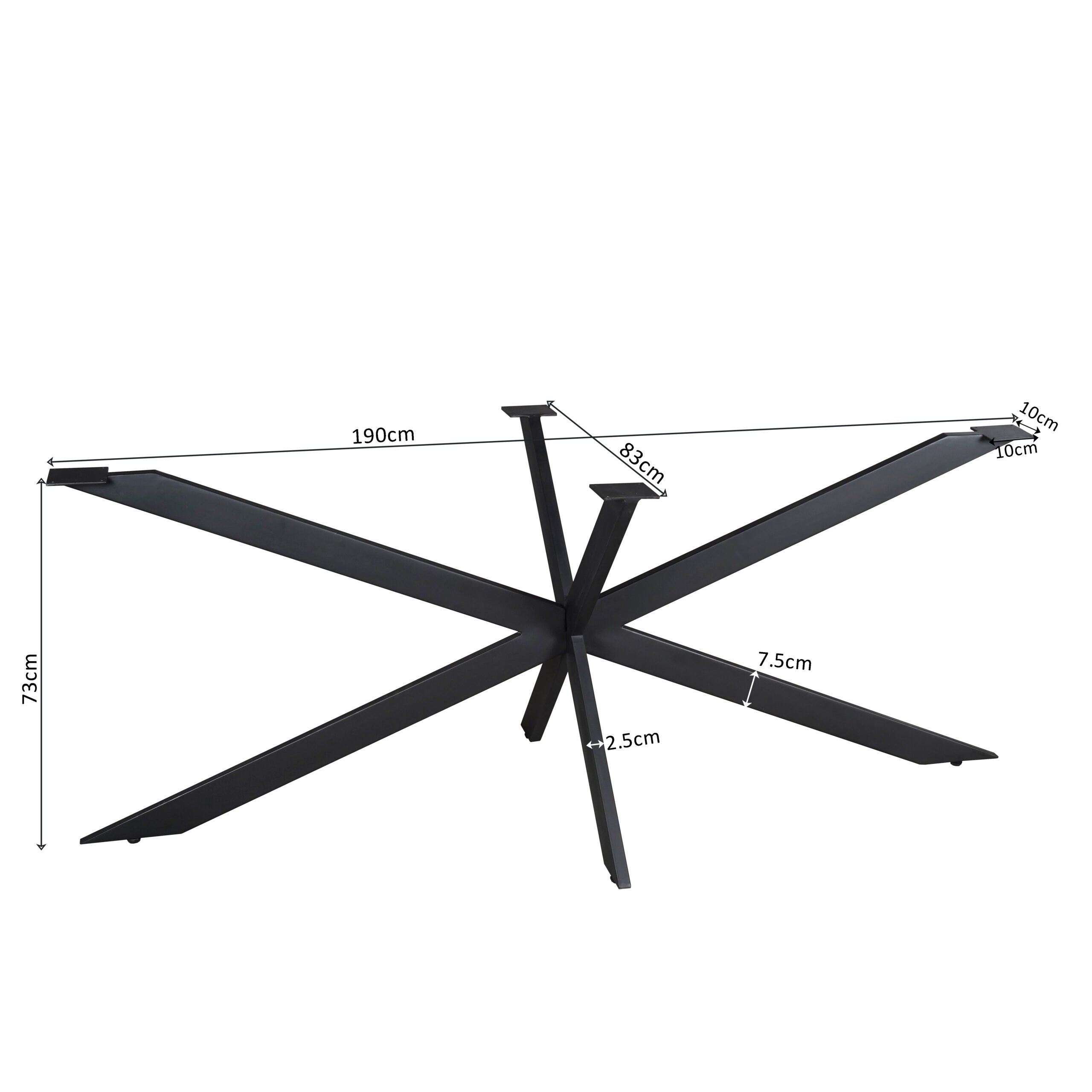 Matrixpoot Zwart Ovaal/Rechthoek 190 cm Koker 2,5x7,5 cm