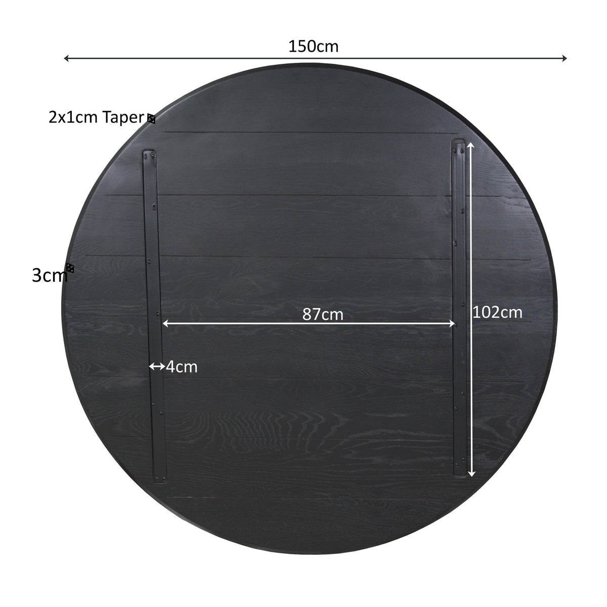Eiken Blad Ferris 150 cm Zwart