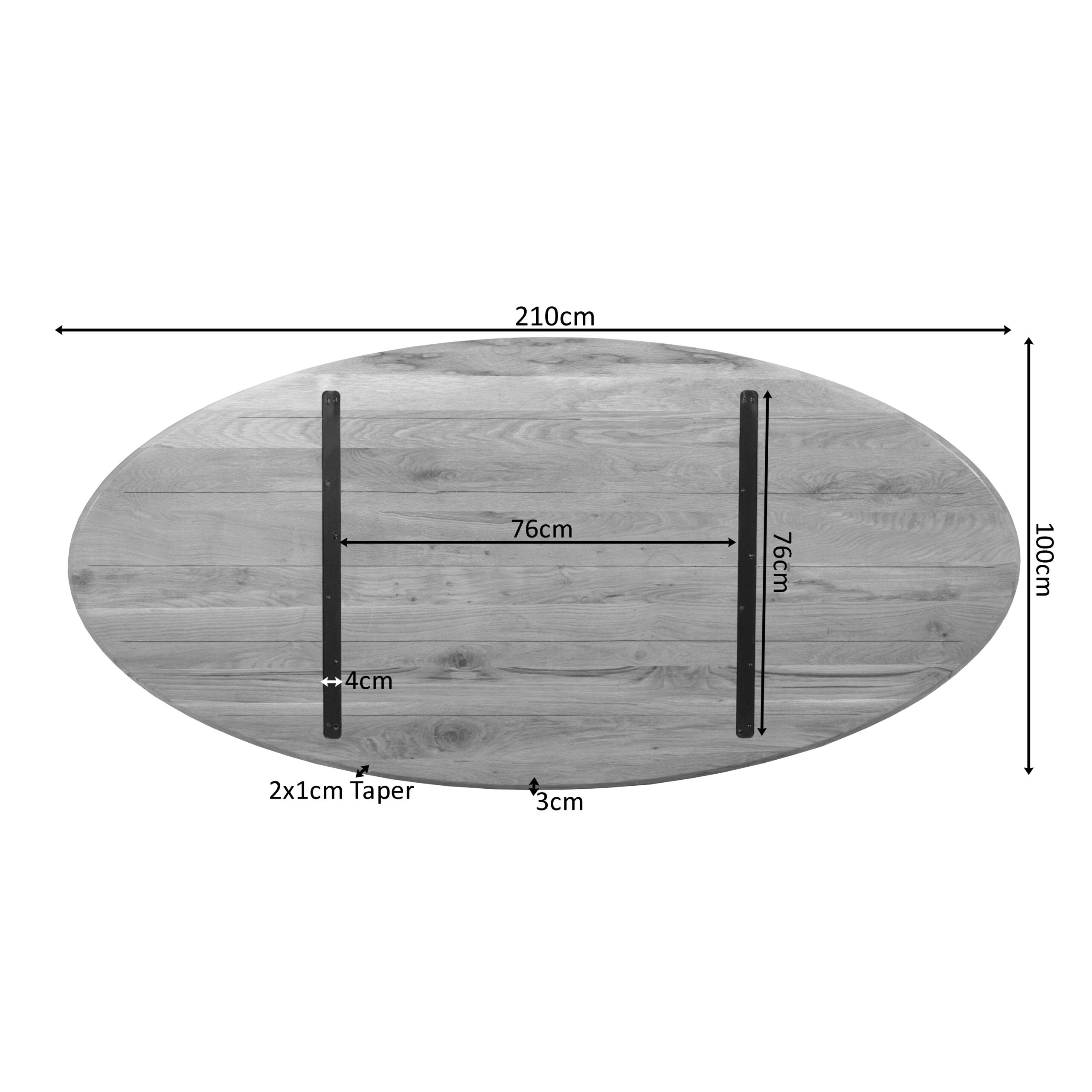 Eiken Blad Ferris Ovaal 210 cm Naturel
