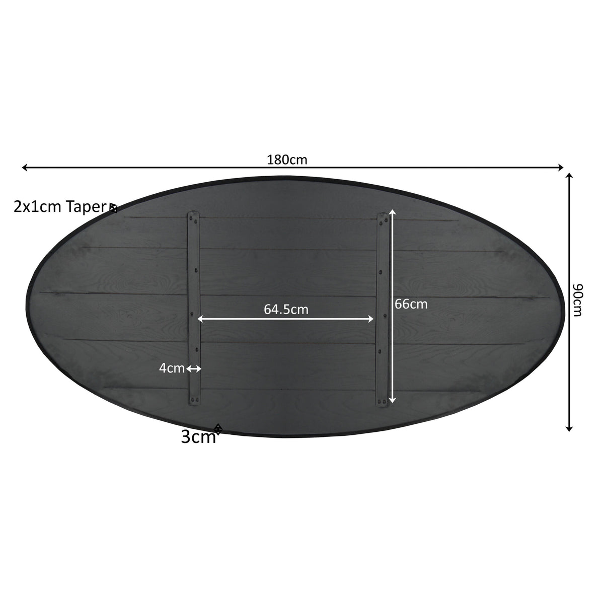 Eiken Blad Ferris Ovaal 180 cm Zwart