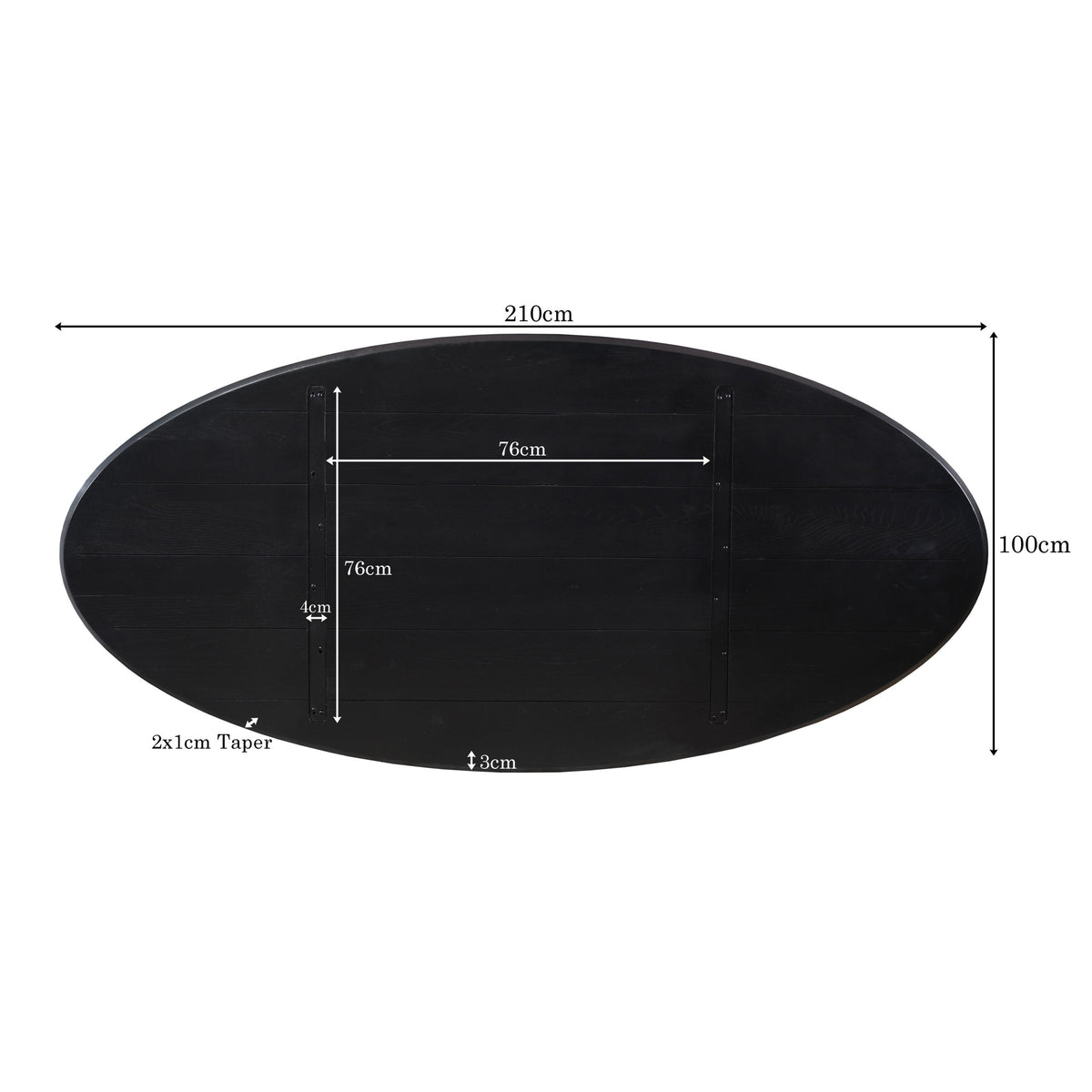 Eiken Blad Ferris Ovaal 210 cm Zwart