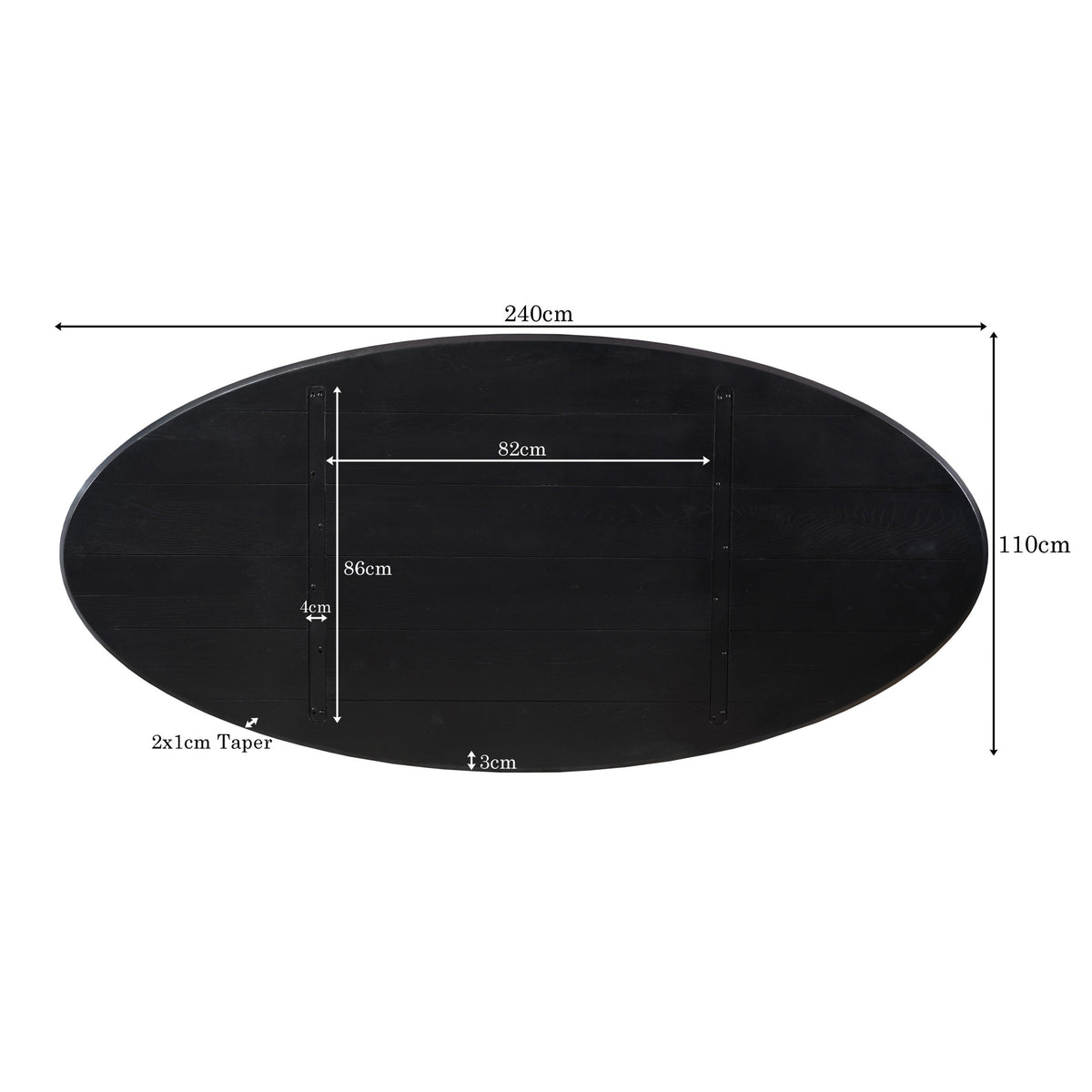 Eiken Blad Ferris Ovaal 240 cm Zwart
