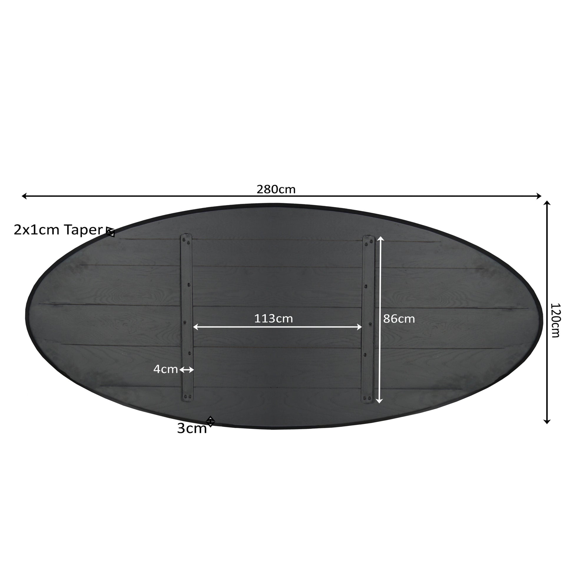 Eiken Blad Ferris Ovaal 280 cm Zwart