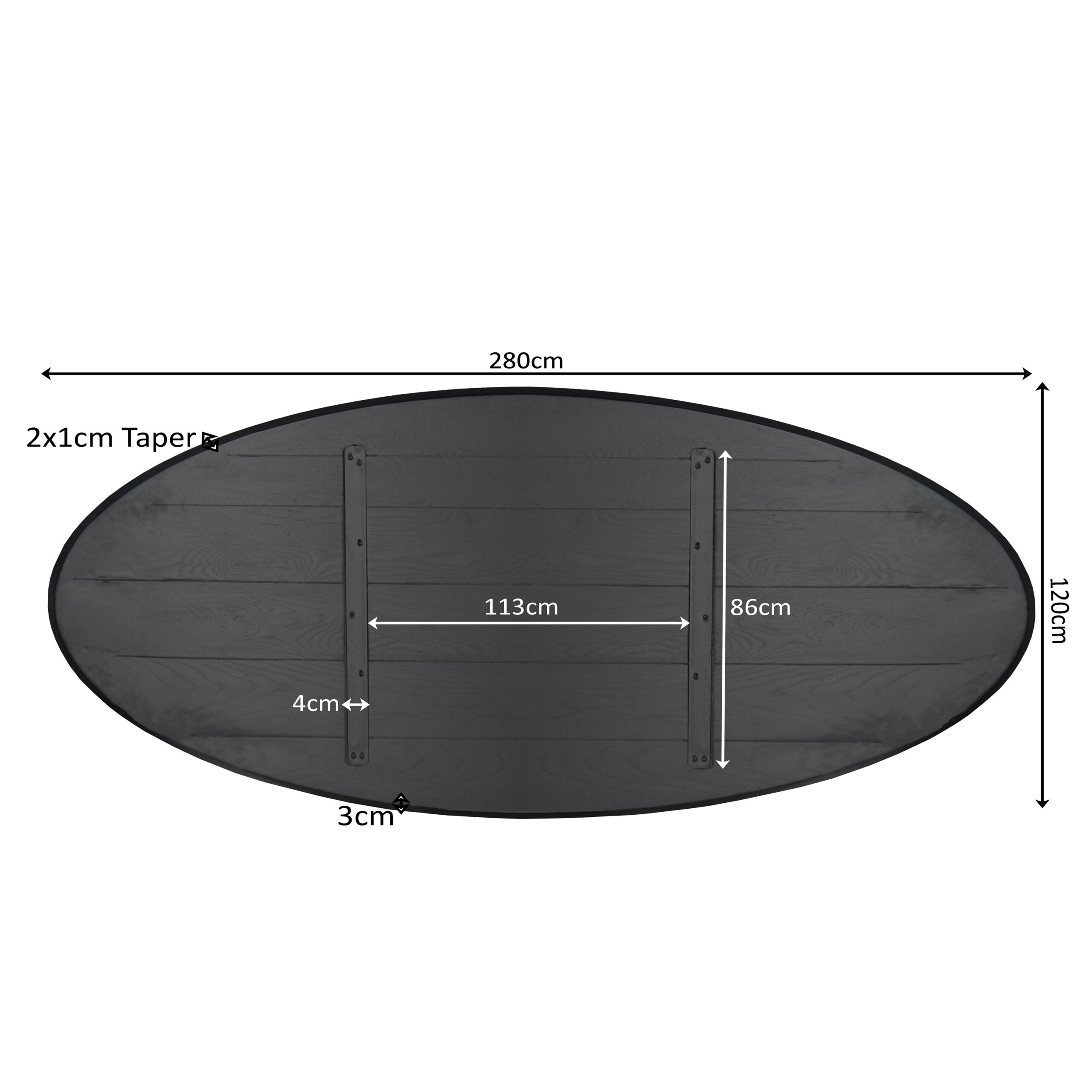 Eiken Blad Ferris Ovaal 280 cm Zwart
