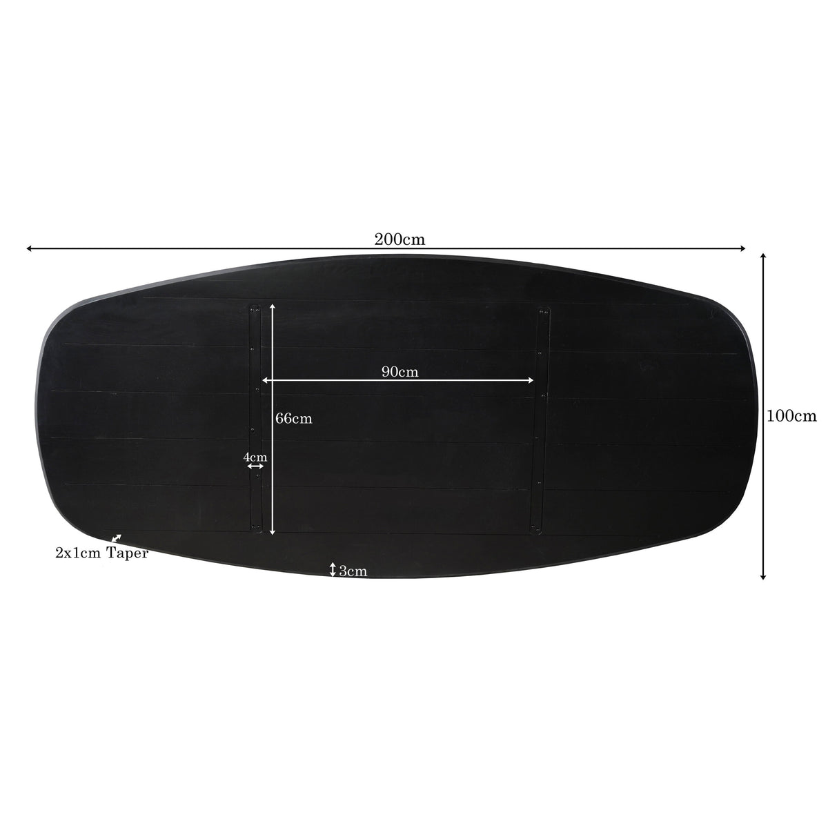 Eiken Blad Ferris Deens Ovaal 200 cm Zwart