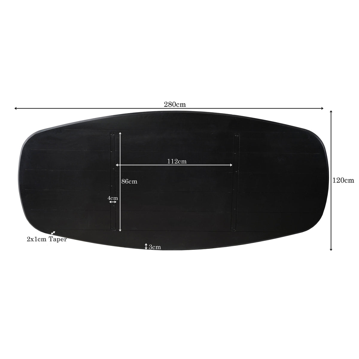 Eiken Blad Ferris Deens Ovaal 280 cm Zwart