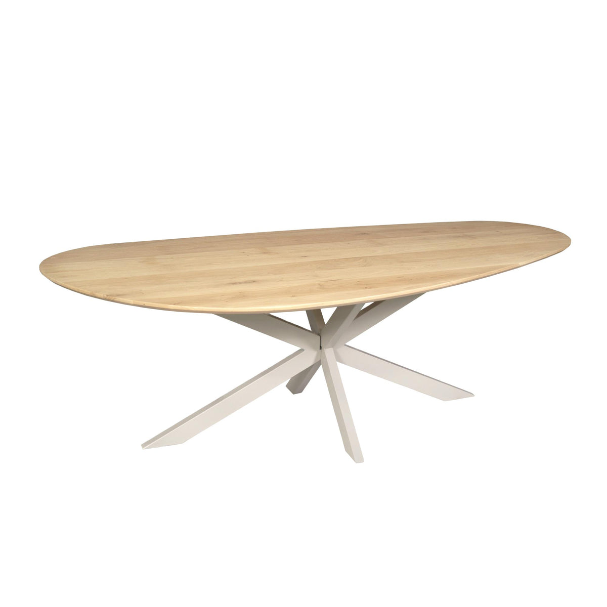 Eiken Eettafel Cloud in naturel met zandkleurige matrixpoot in sfeervolle eetkamer