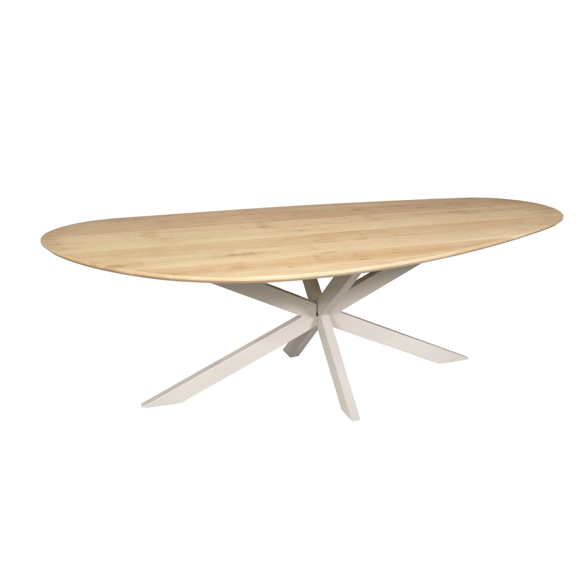 Eiken Eettafel Cloud in naturel met zandkleurige matrixpoot in sfeervolle eetkamer