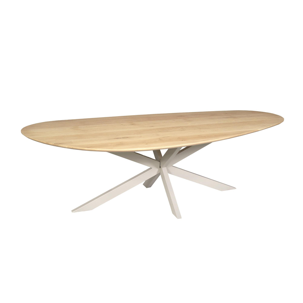Eiken Eettafel Cloud in naturel met zandkleurige matrixpoot in sfeervolle eetkamer