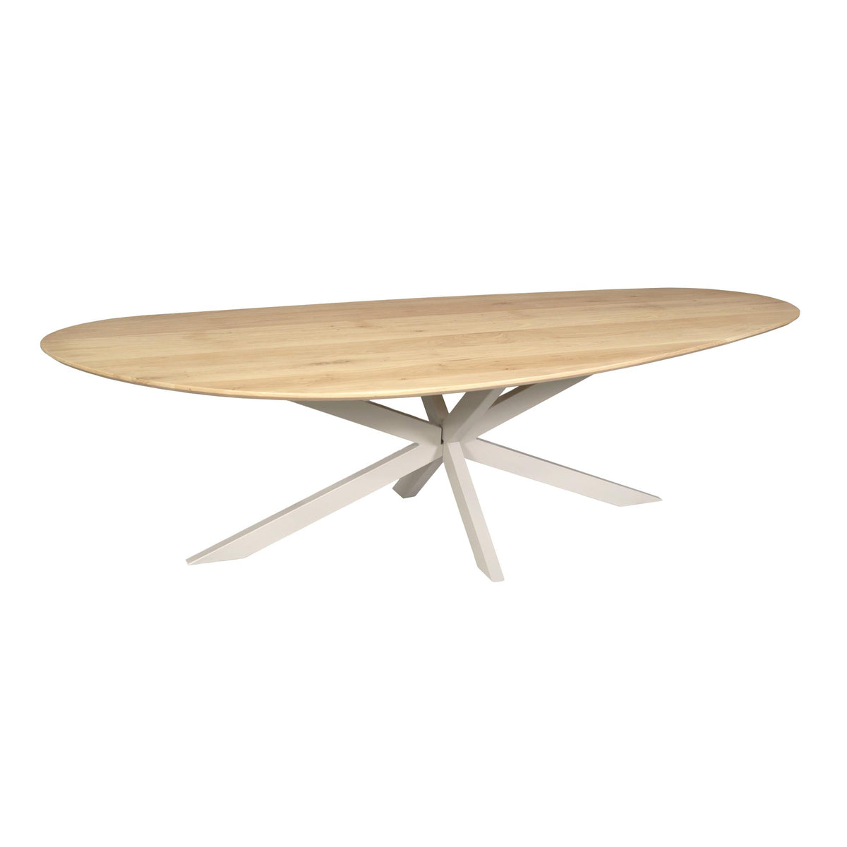 Eiken Eettafel Cloud in naturel met zandkleurige matrixpoot in sfeervolle eetkamer