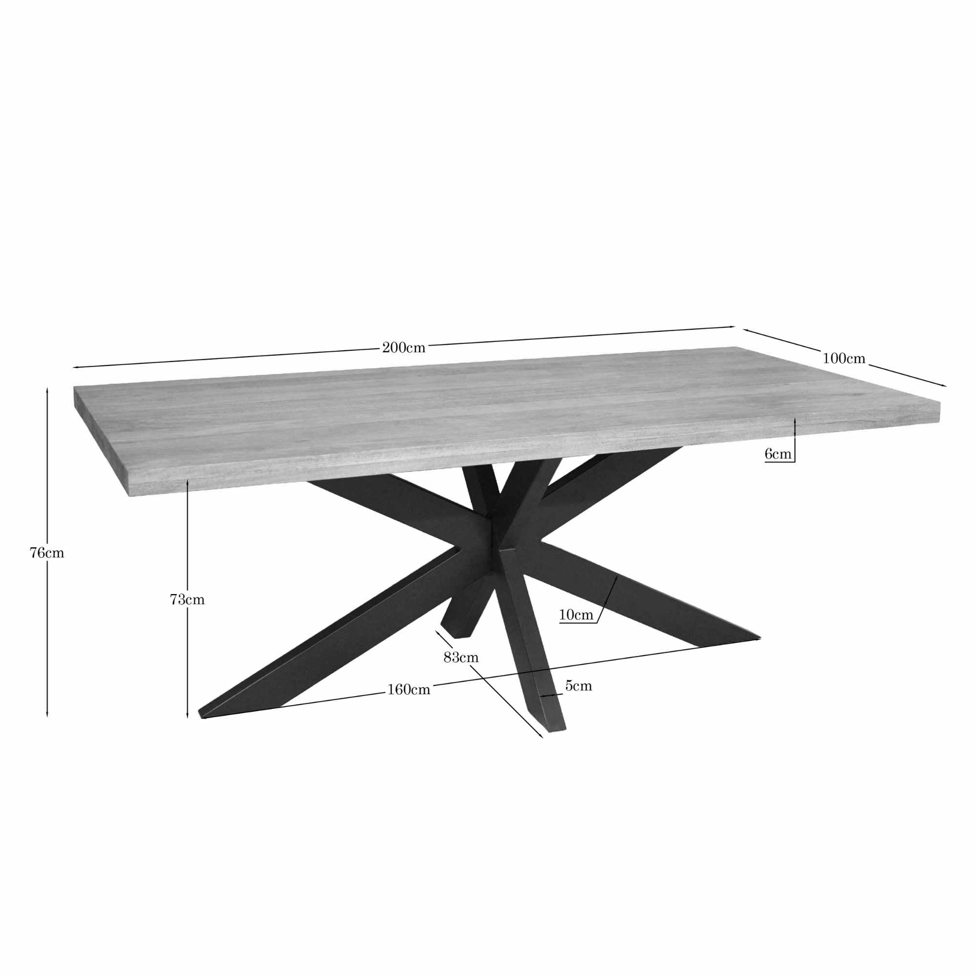 Rechthoekige eettafel Dakota Naturel Mangohout 200 cm