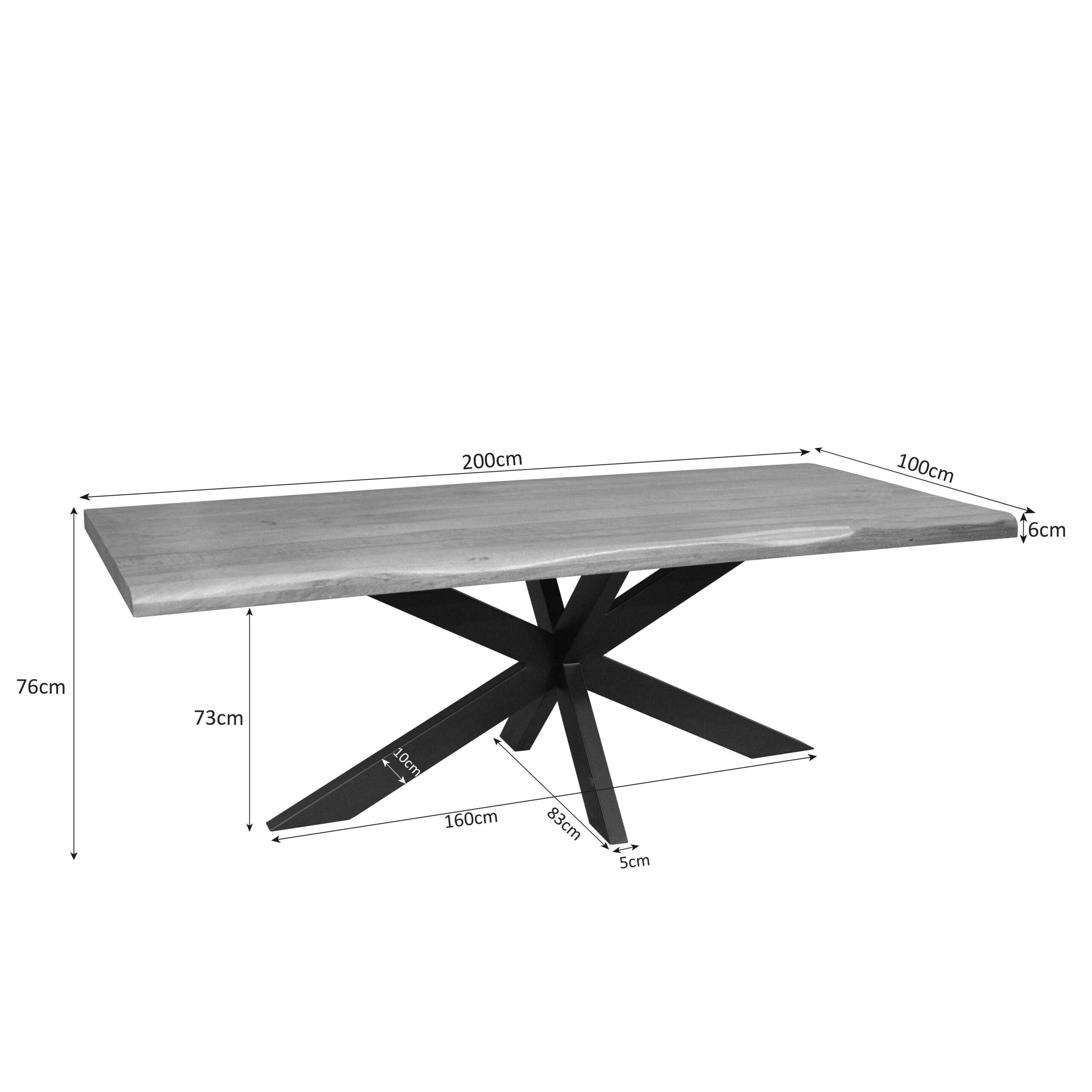 Boomstamtafel Dakota Naturel Mangohout 160 cm