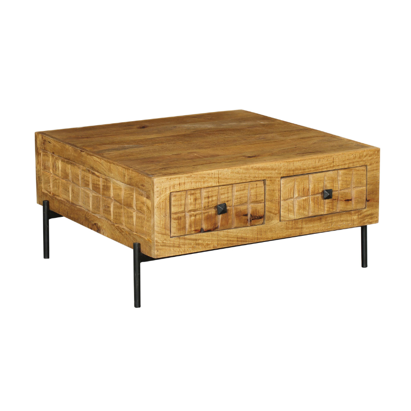 Vierkante salontafel Brandy Naturel Mangohout 80 cm
