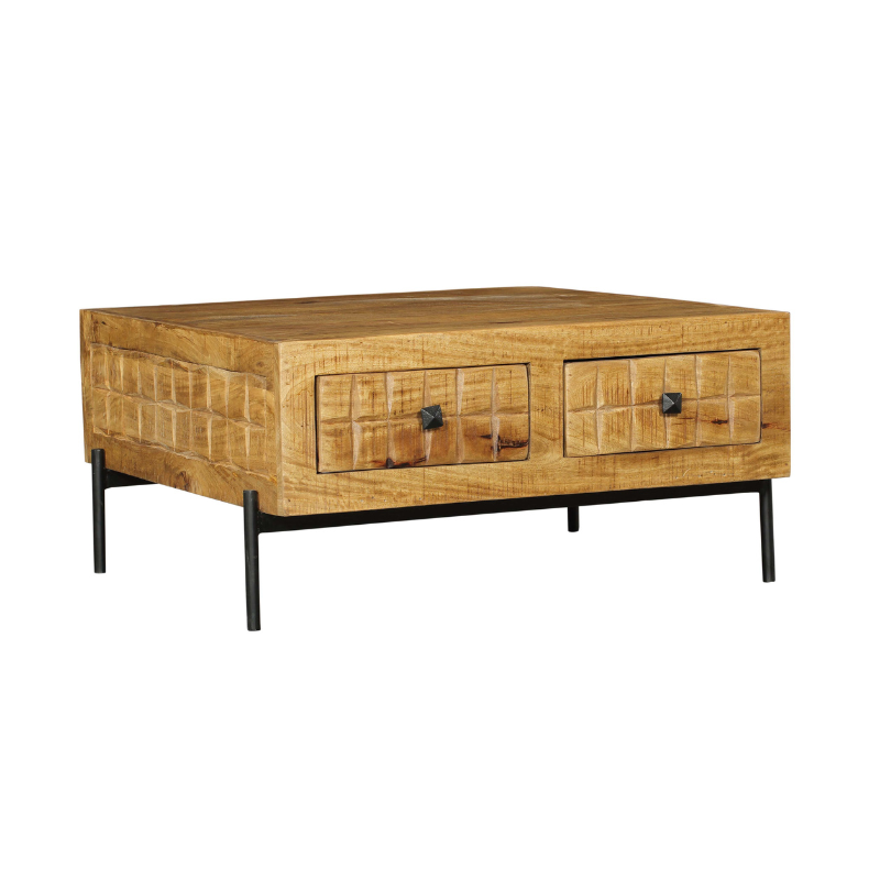 Vierkante salontafel Brandy Naturel Mangohout 80 cm