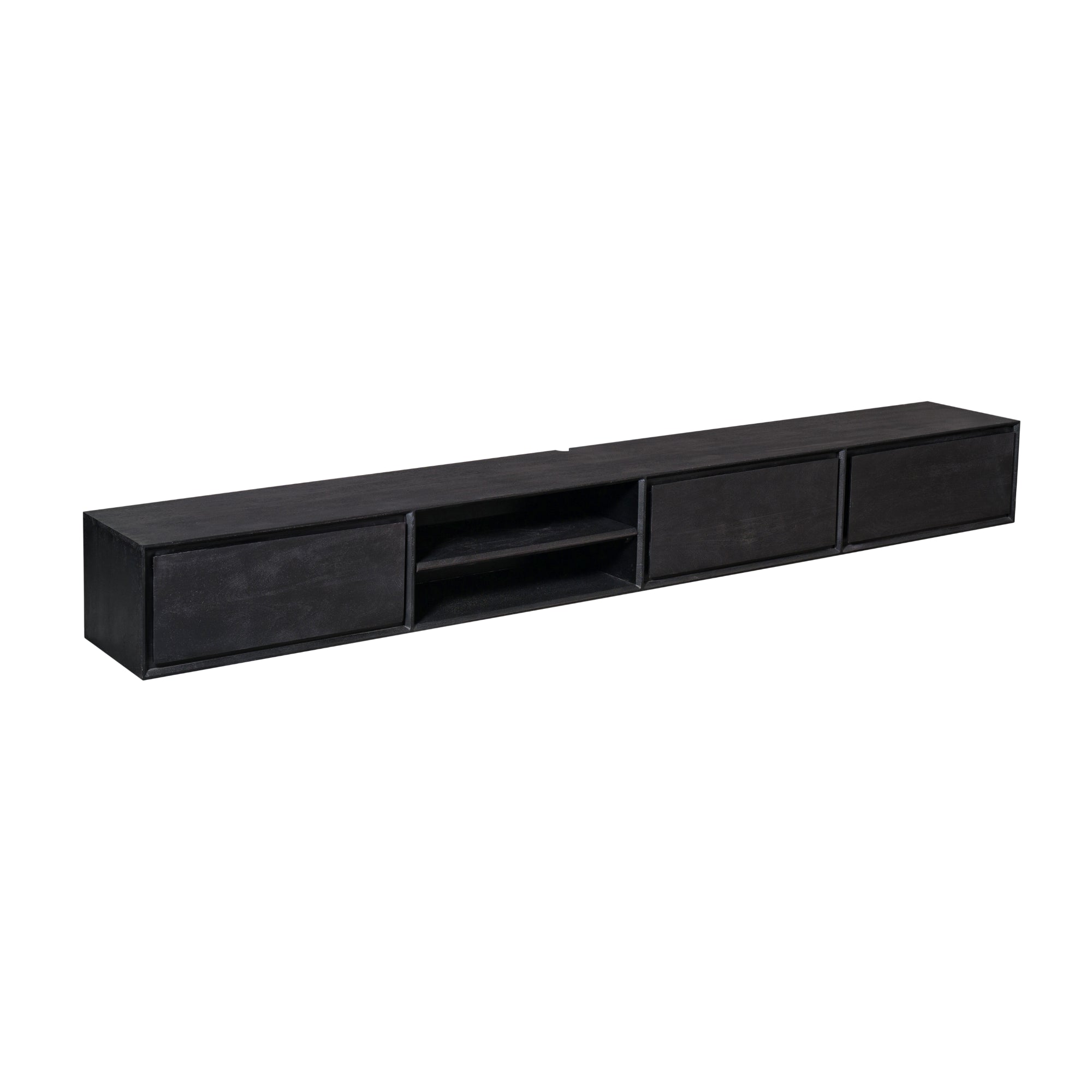 Zwevend tv meubel Ambiance Zwart Mangohout 280 cm
