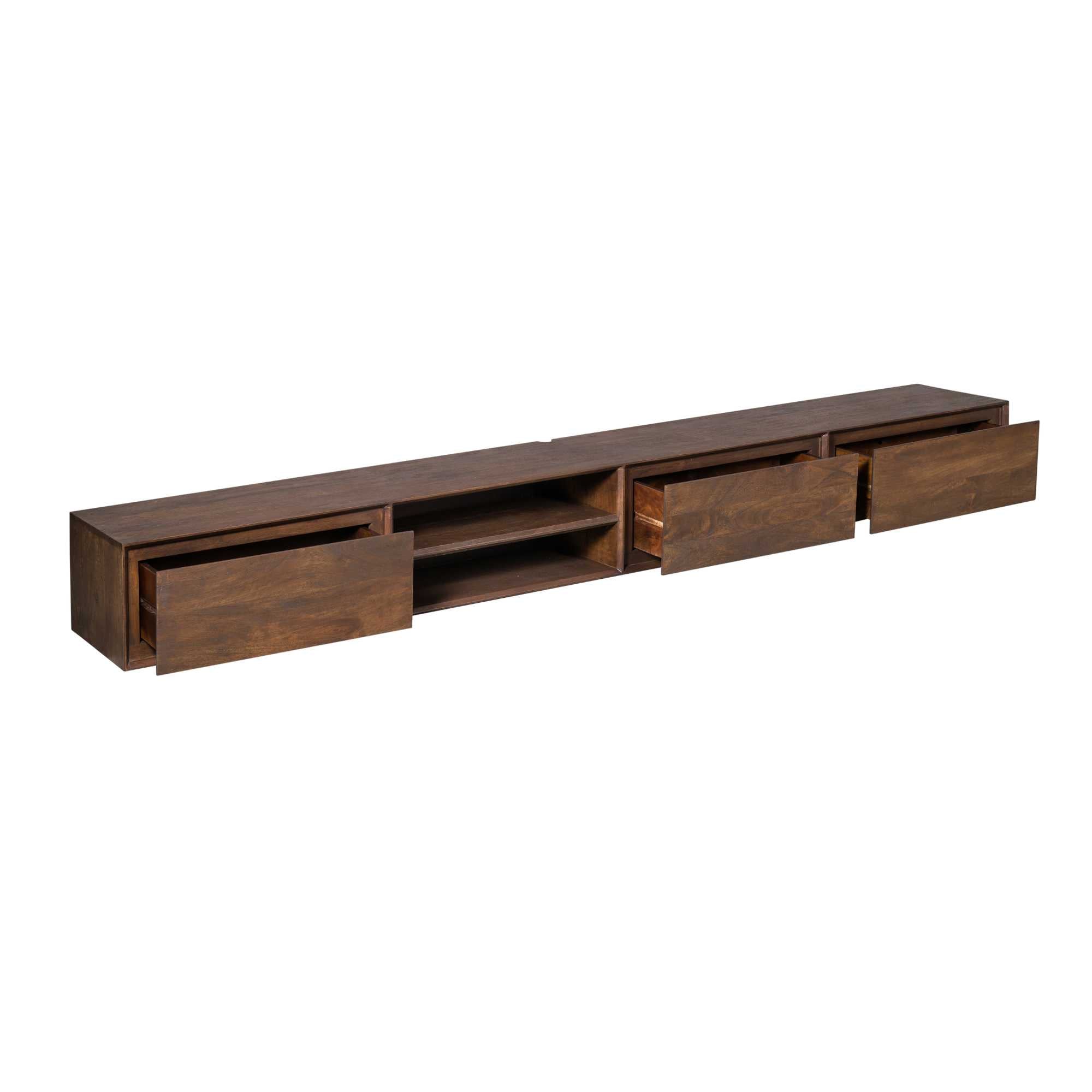 Zwevend tv meubel Ambiance Bruin Mangohout  240 cm