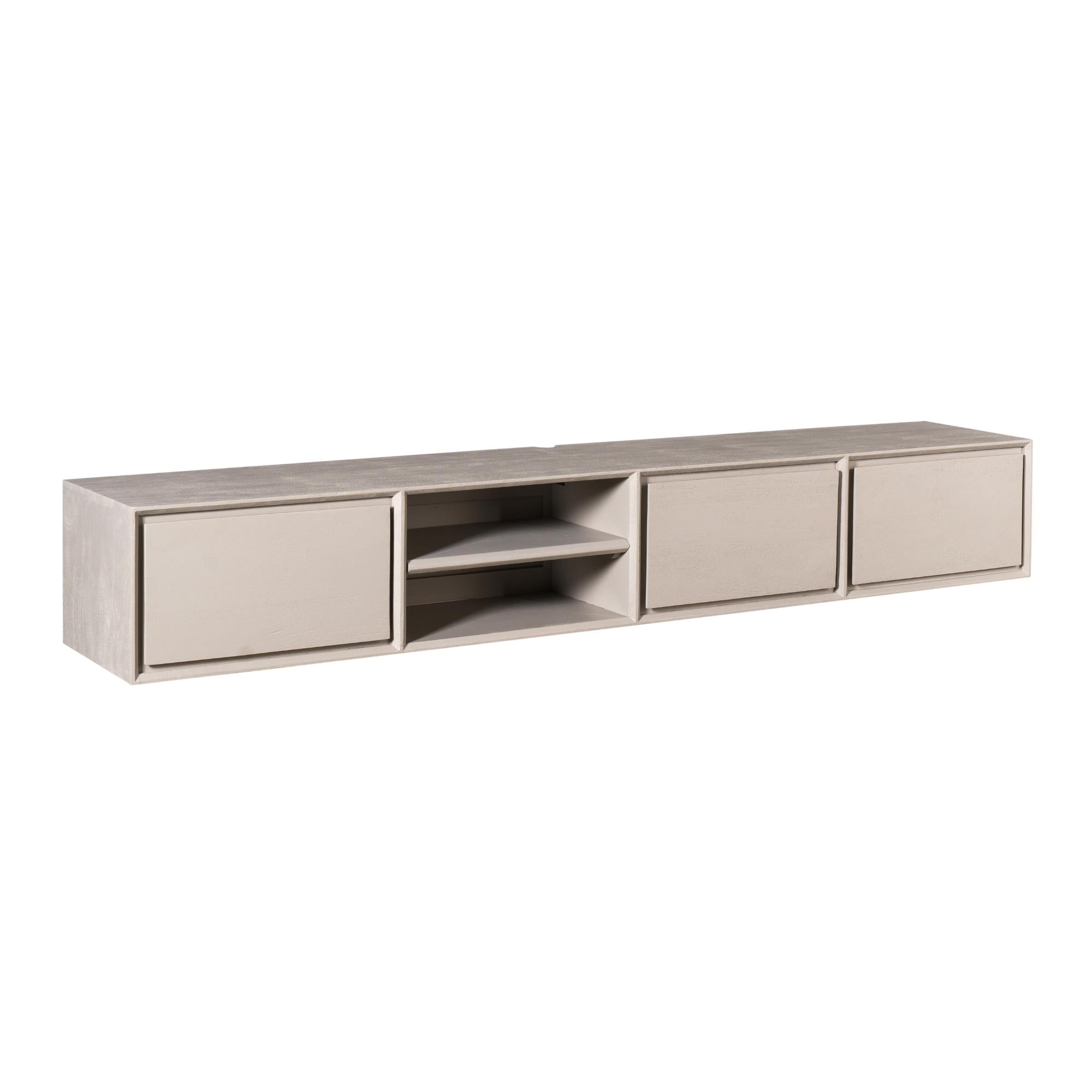Zwevend tv meubel Ambiance Taupe Mangohout 200 cm