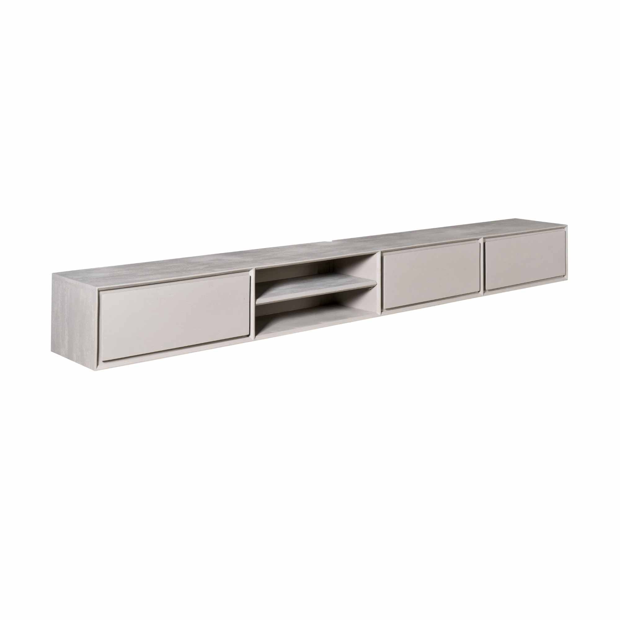 Zwevend tv meubel Ambiance Taupe Mangohout 280 cm