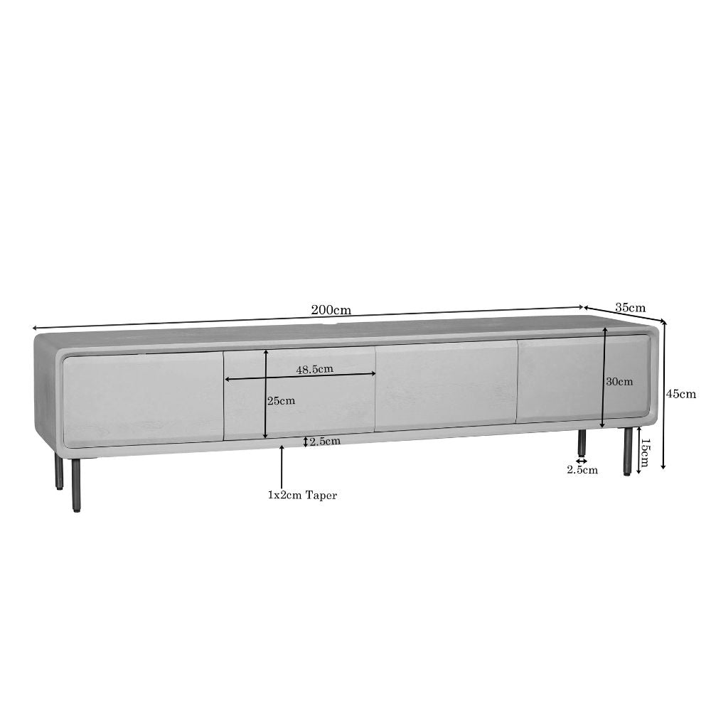 Zwevend Tv-meubel Allure Zand Mangohout 200 cm - detailfoto 4
