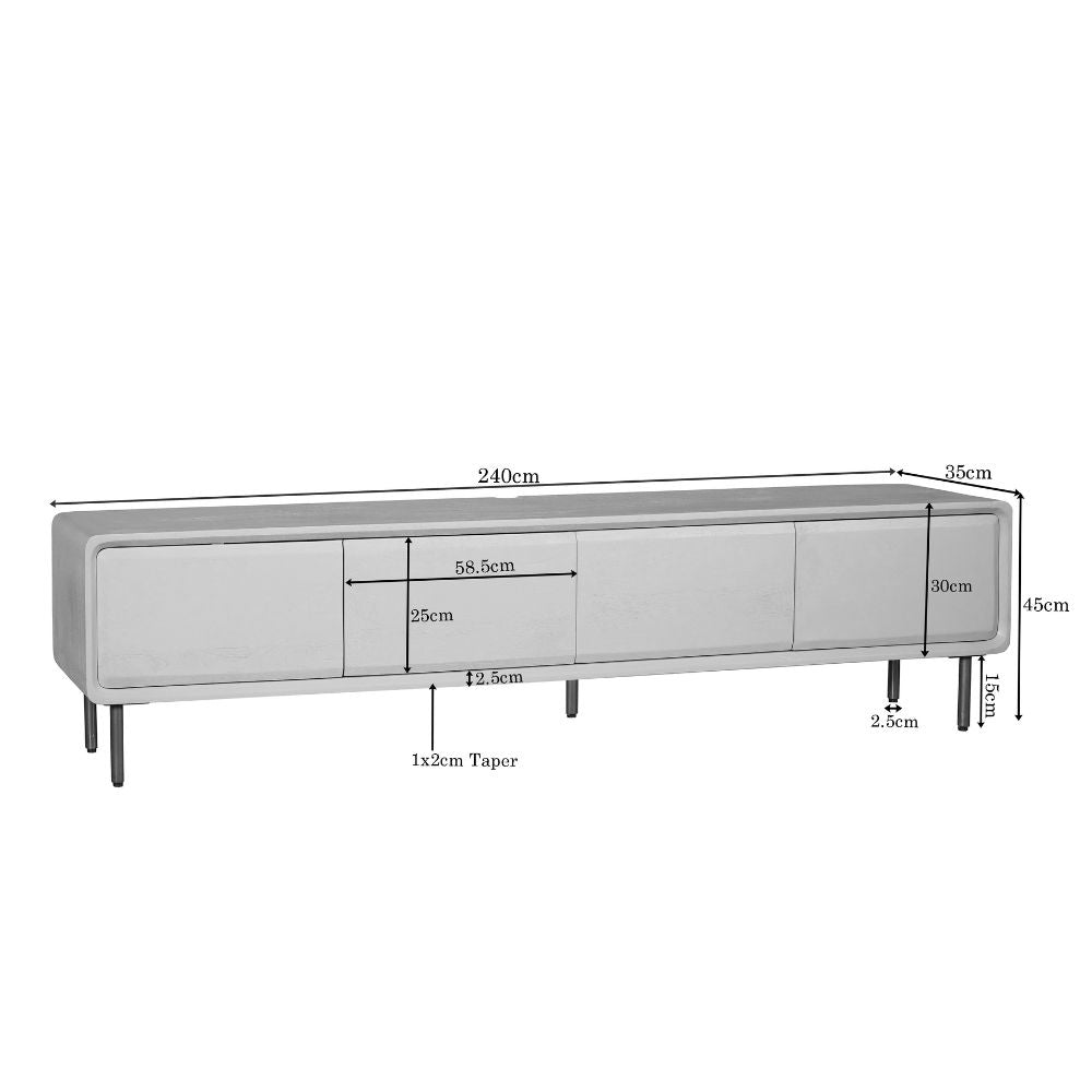 Zwevend Tv-meubel Allure Zand Mangohout 240 cm - detailfoto 4