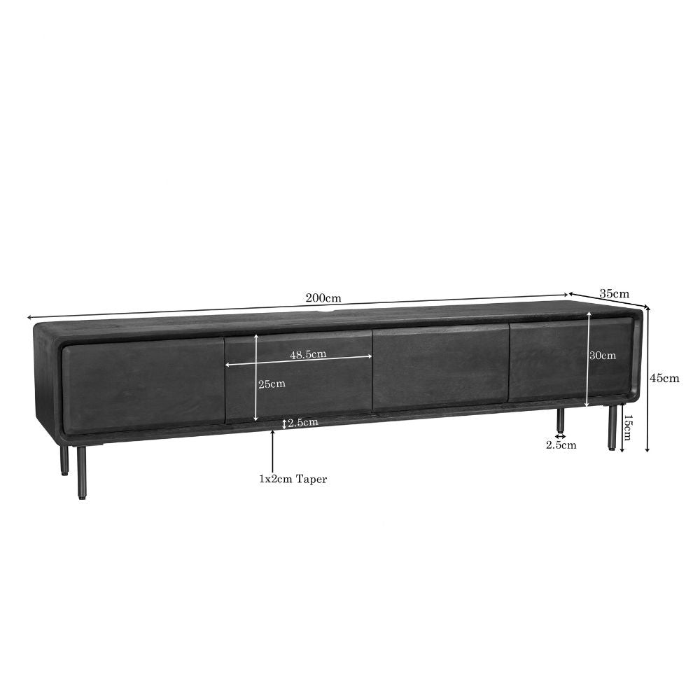 Zwevend Tv-meubel Allure Bruin Mangohout 200 cm - detailfoto 4
