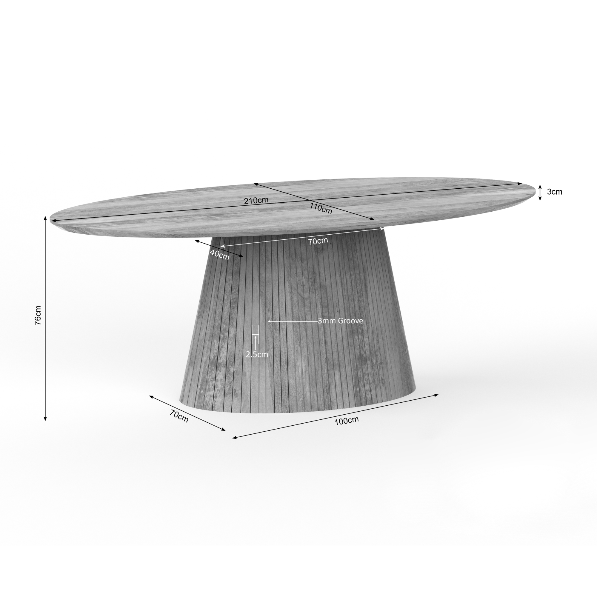 Ovale eettafel Solana Naturel Mangohout 210 cm