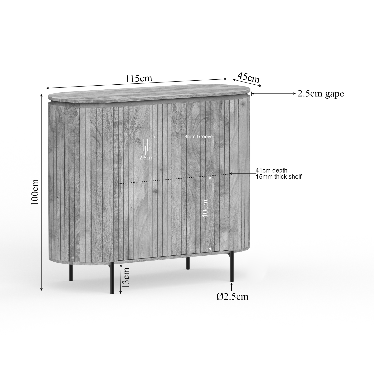 Kabinet kast Solana Naturel Mangohout 115 cm