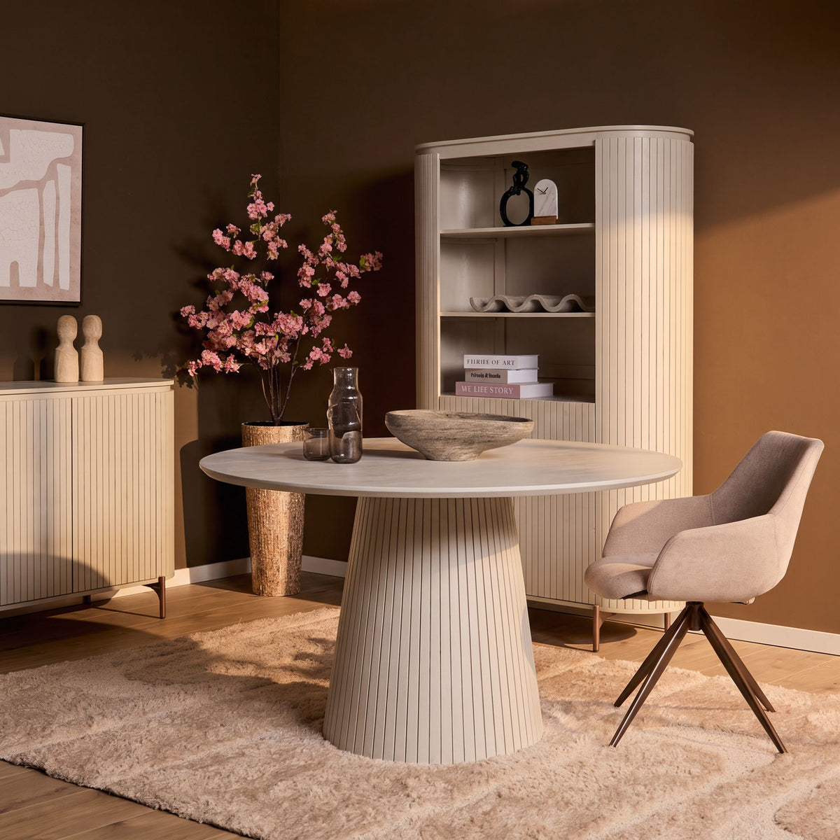 Ronde eettafel Solana Zand Mangohout 150 cm - sfeerfoto